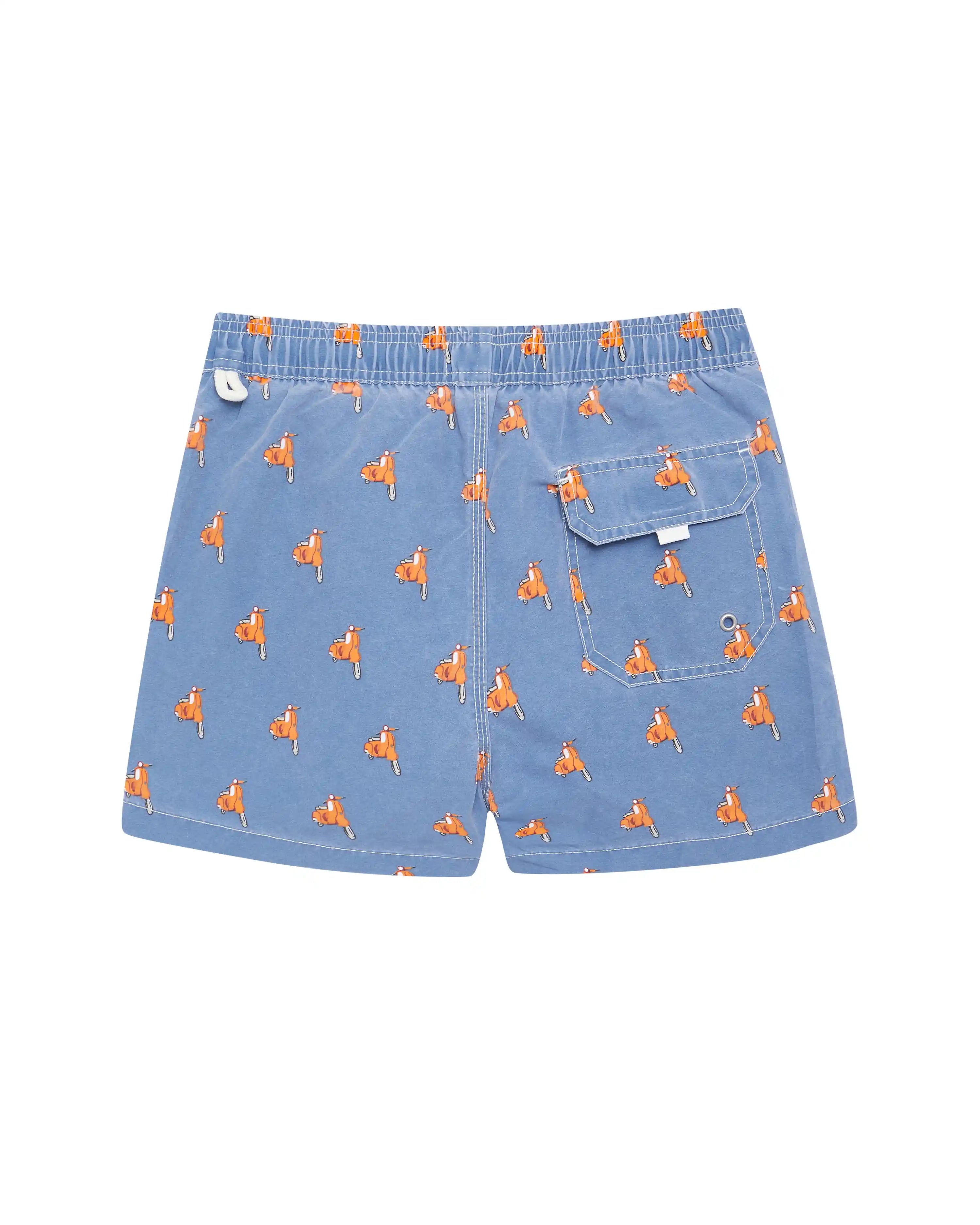 Bañador bermuda niño Kiff Kiff azul lavado estampado Vespas