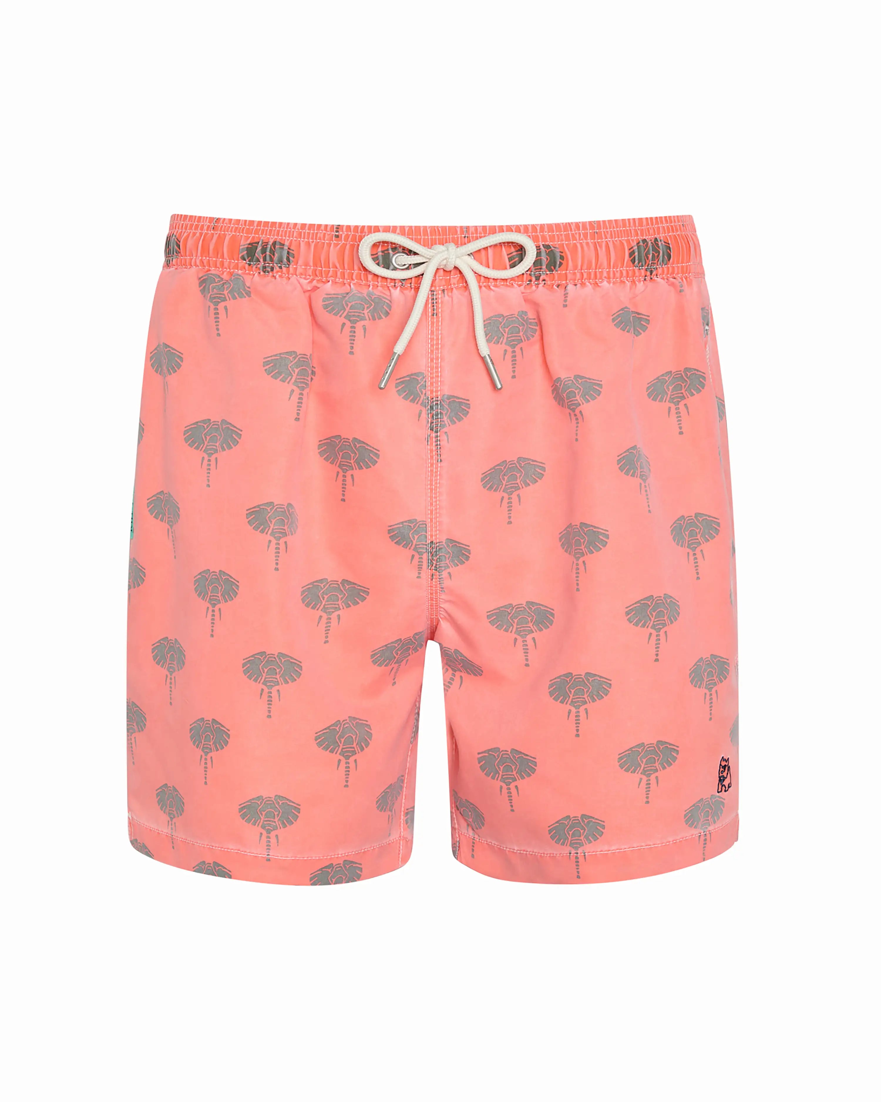 Bañador bermuda hombre Kiff Kiff naranja lavado estampado Elefantes