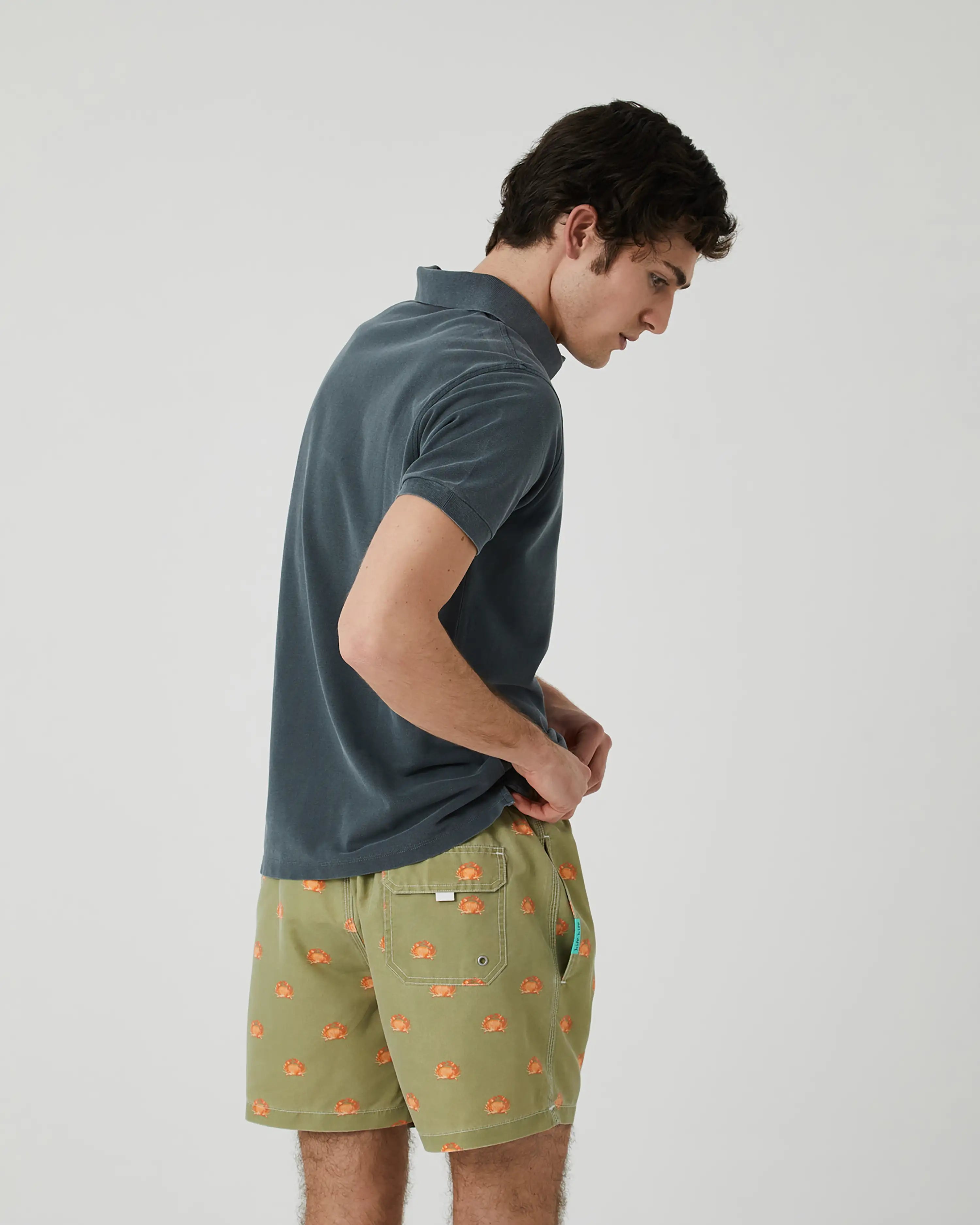 Bañador bermuda hombre Kiff Kiff verde lavado estampado Cangrejo
