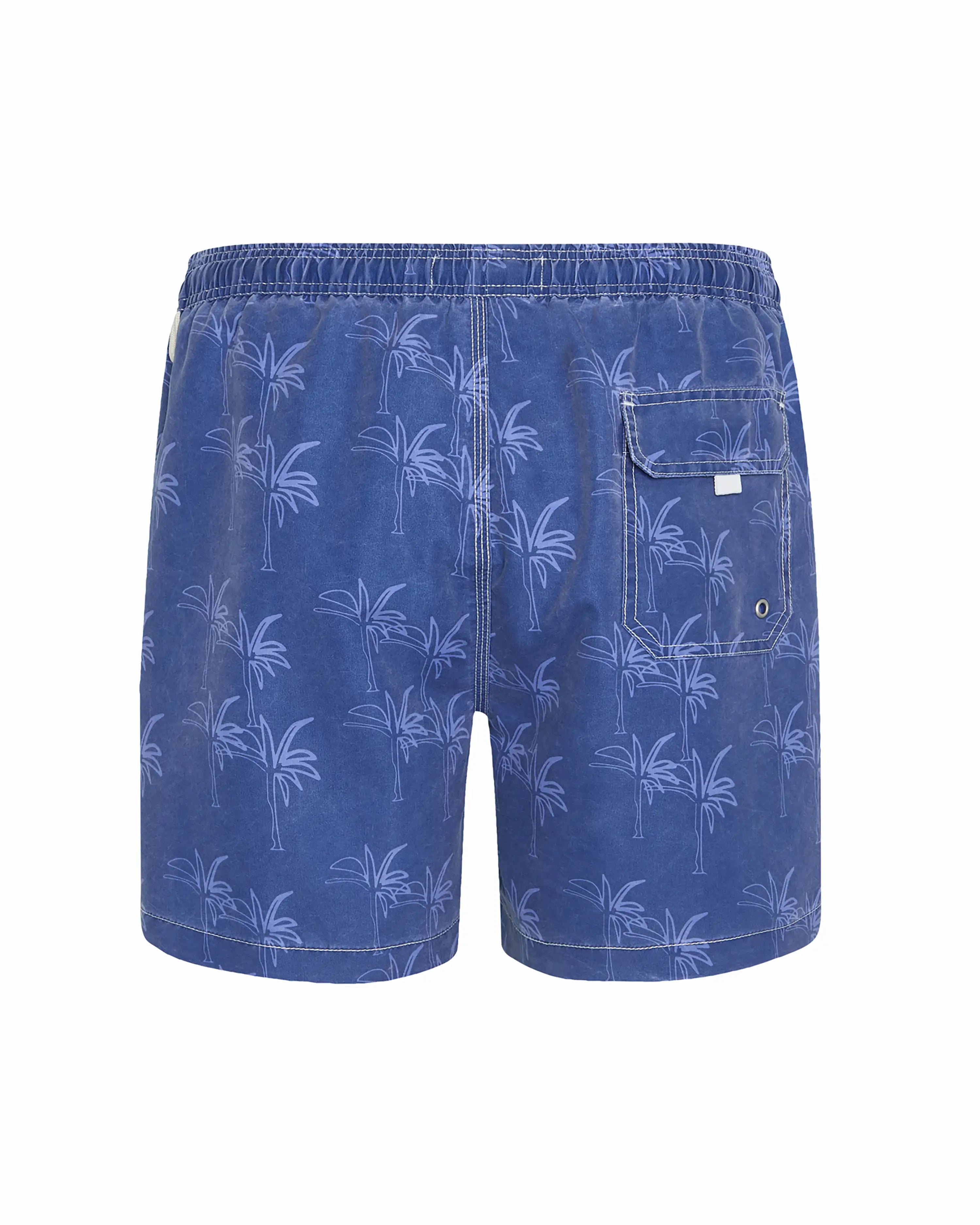 Bañador bermuda hombre Kiff Kiff azul jeans lavado estampado Palmeras