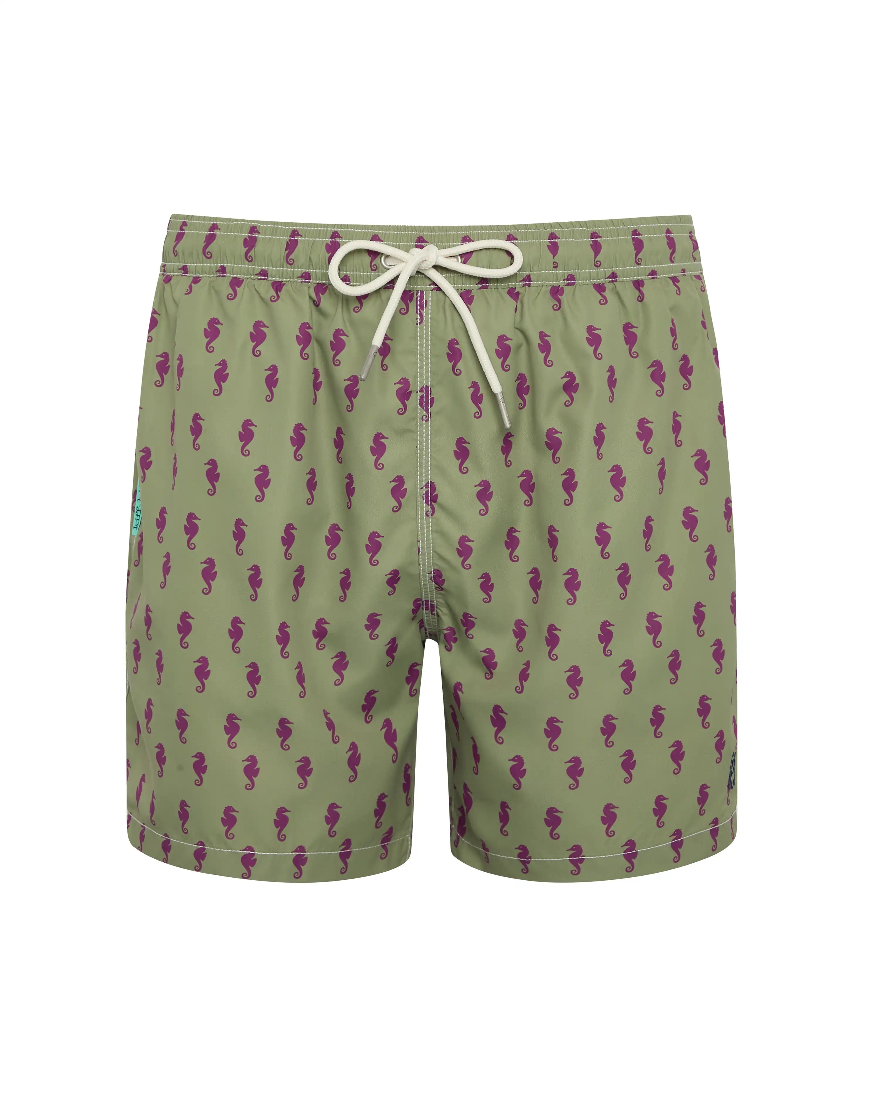 Bañador bermuda hombre Kiff Kiff verde estampado Caballito de Mar