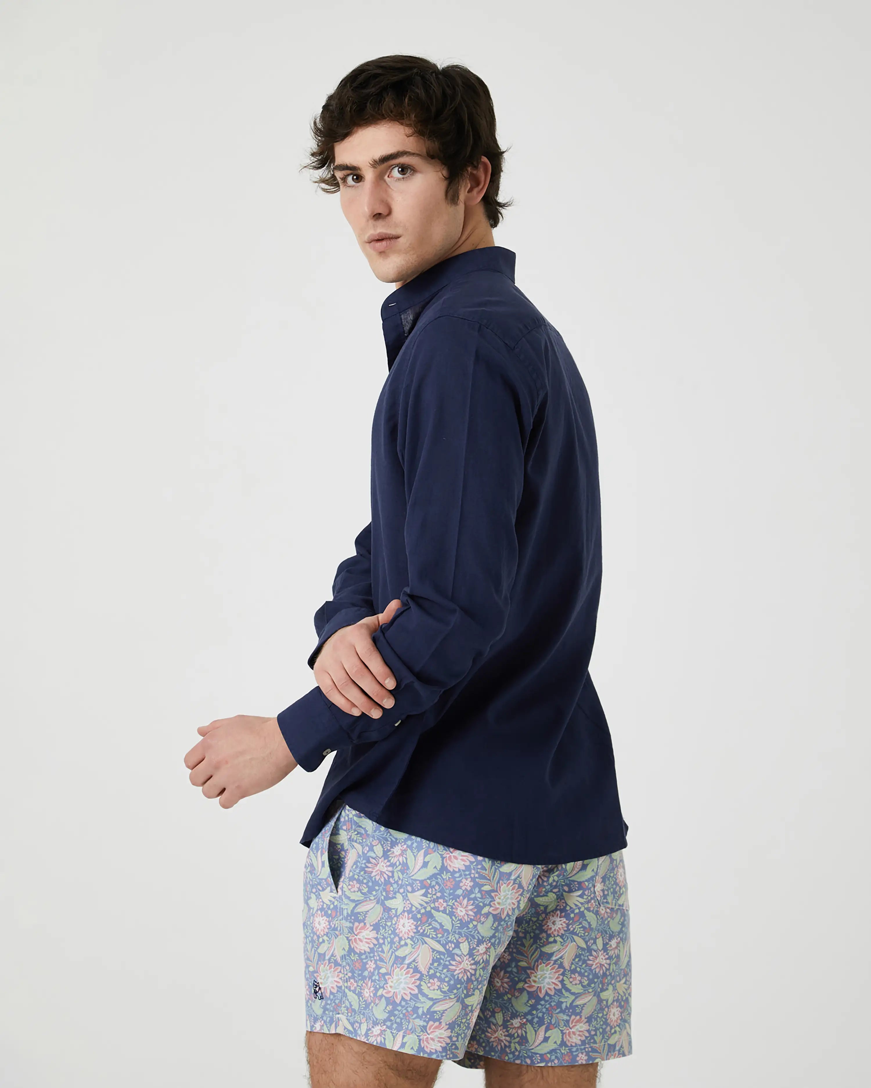 Bañador bermuda hombre Kiff Kiff azul lavado estampado Flores