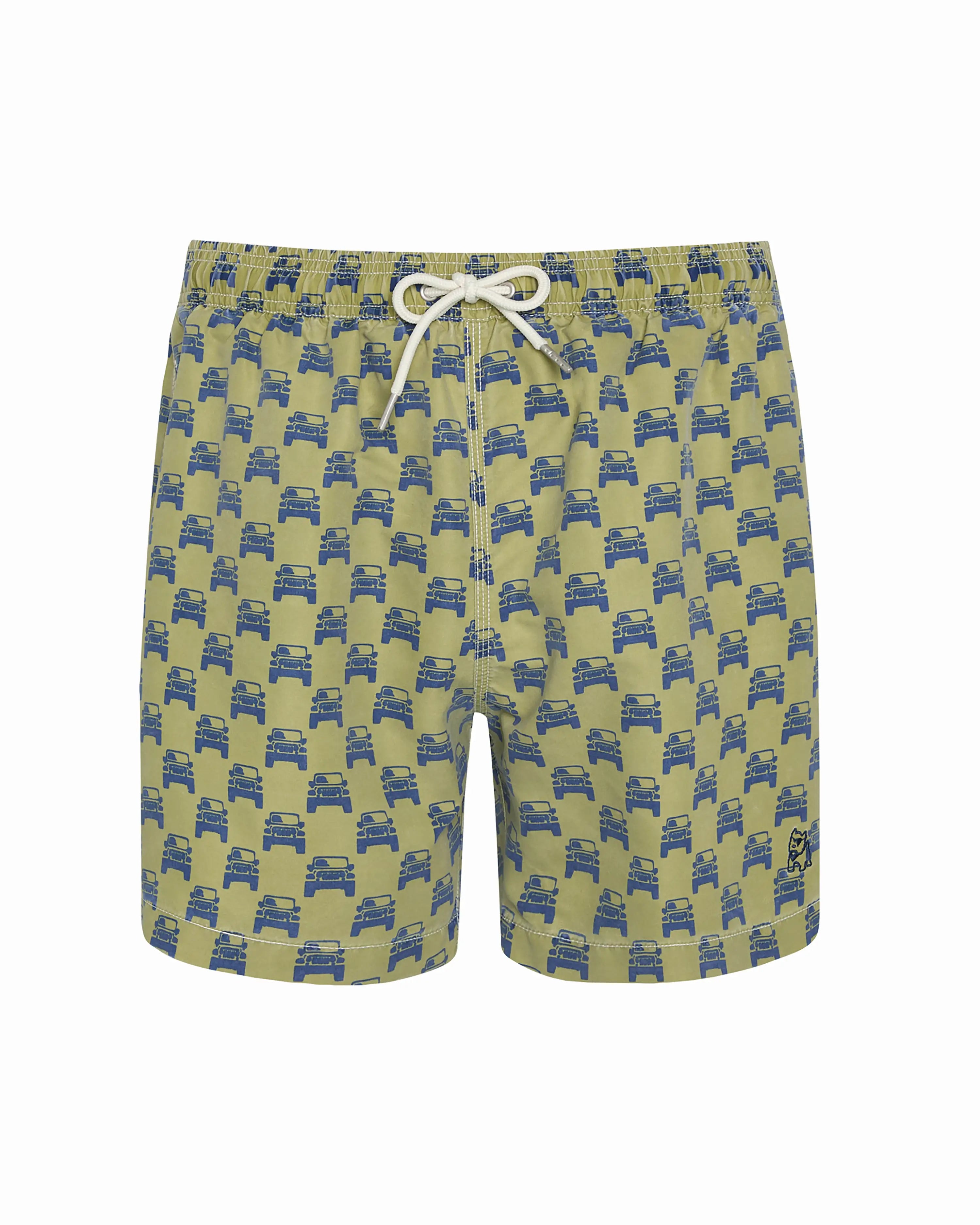 Bañador bermuda hombre Kiff Kiff verde lavado estampado Coche