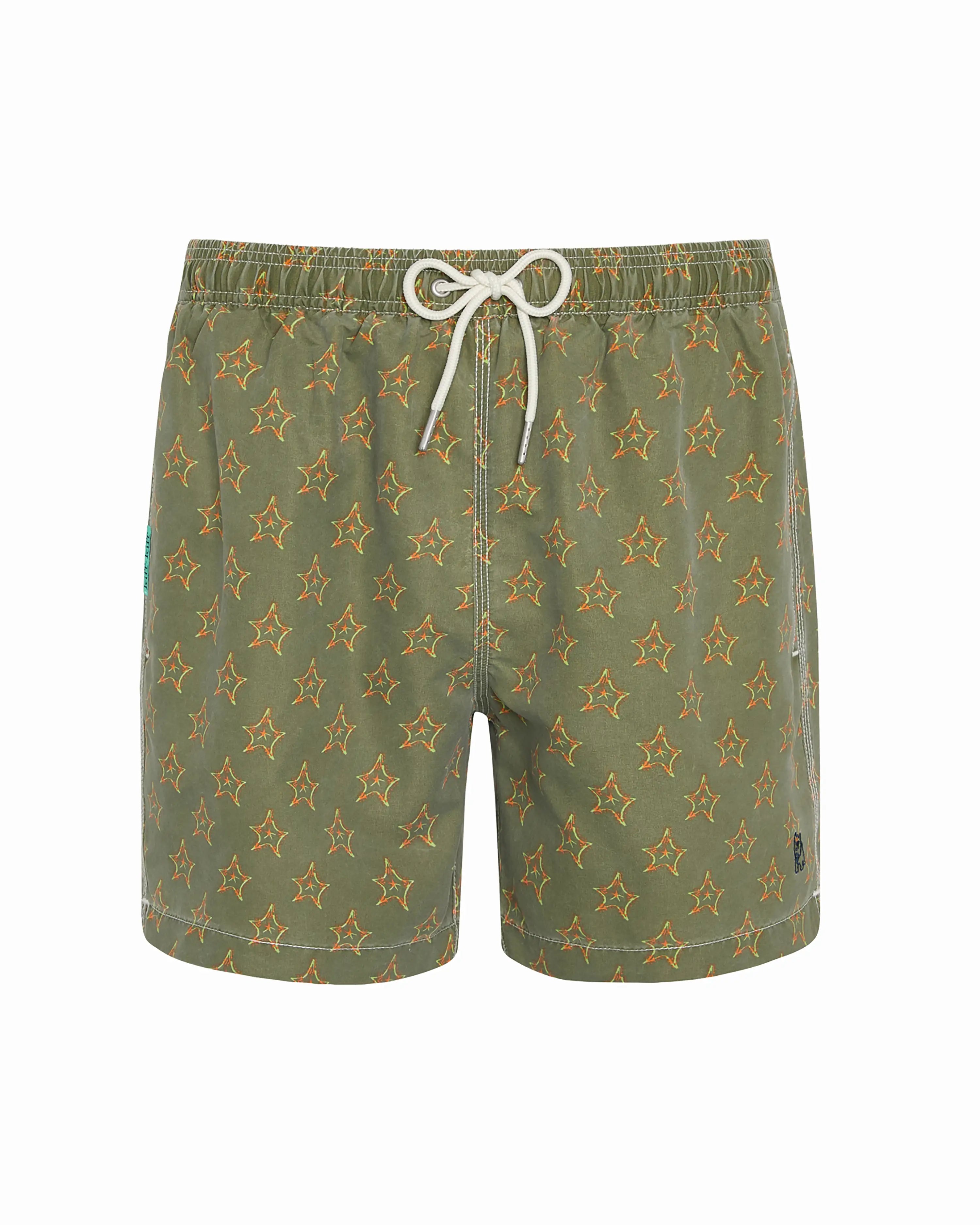 Bañador bermuda hombre Kiff Kiff verde lavado estampado Estrella multicolor