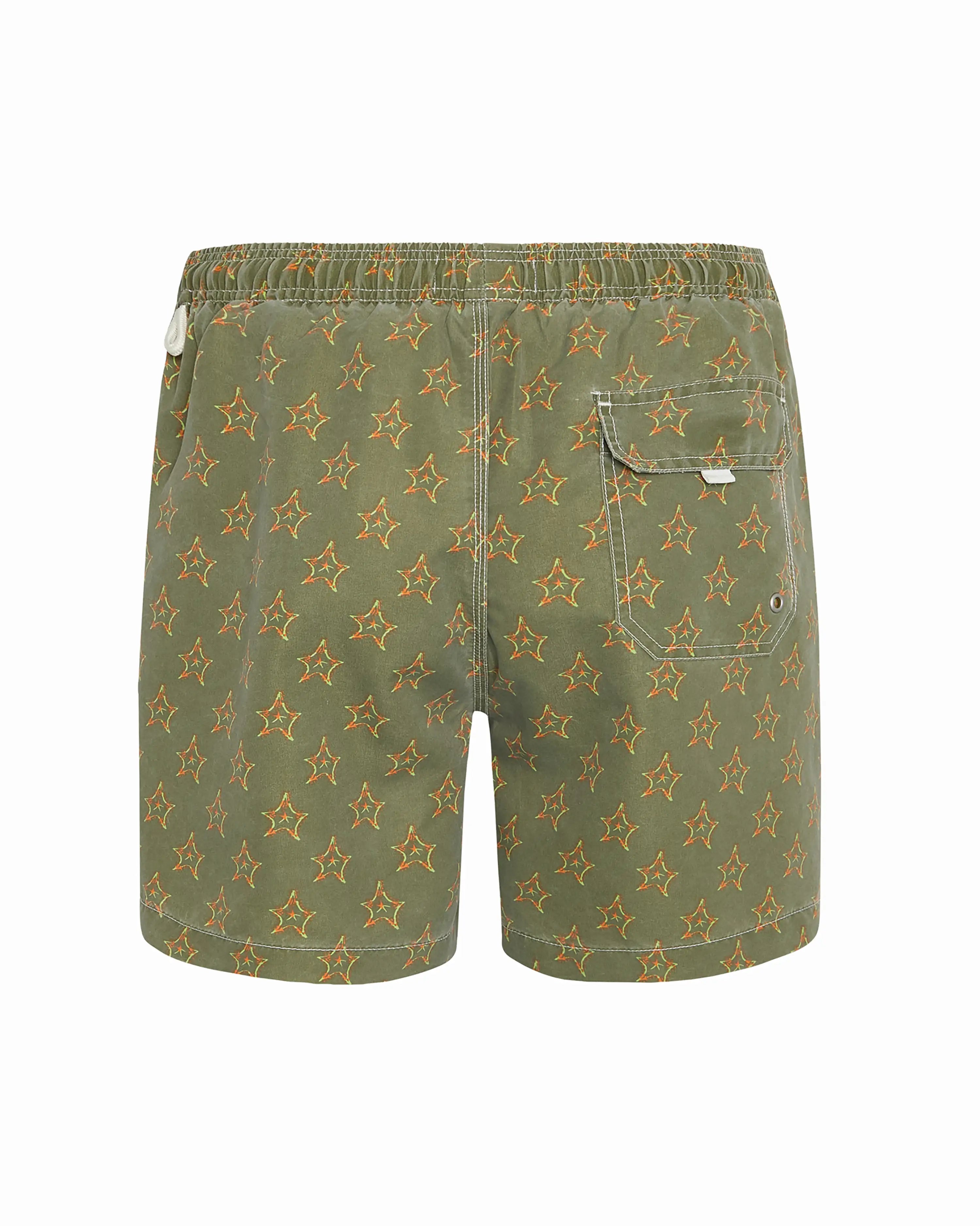 Bañador bermuda hombre Kiff Kiff verde lavado estampado Estrella multicolor