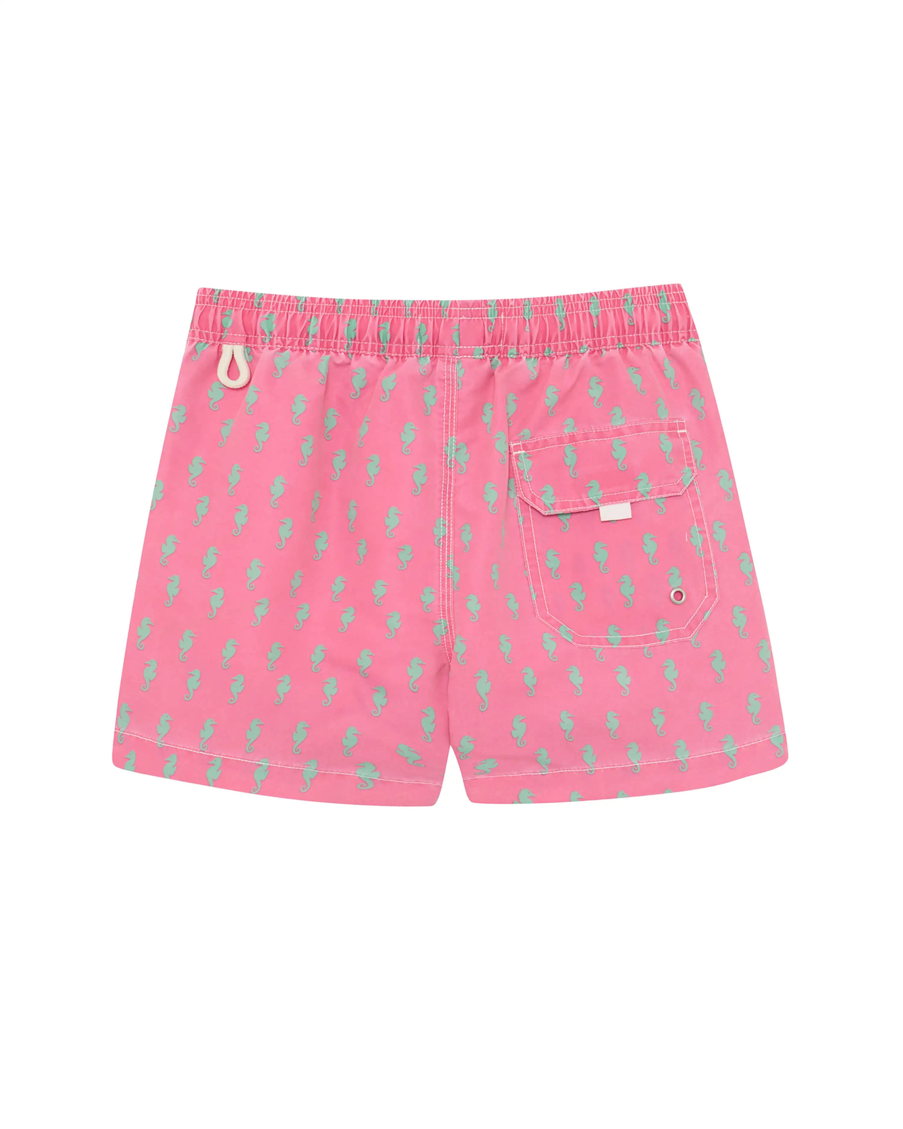 Bañador bermuda niño Kiff Kiff rosa lavado estampado Caballito de Mar