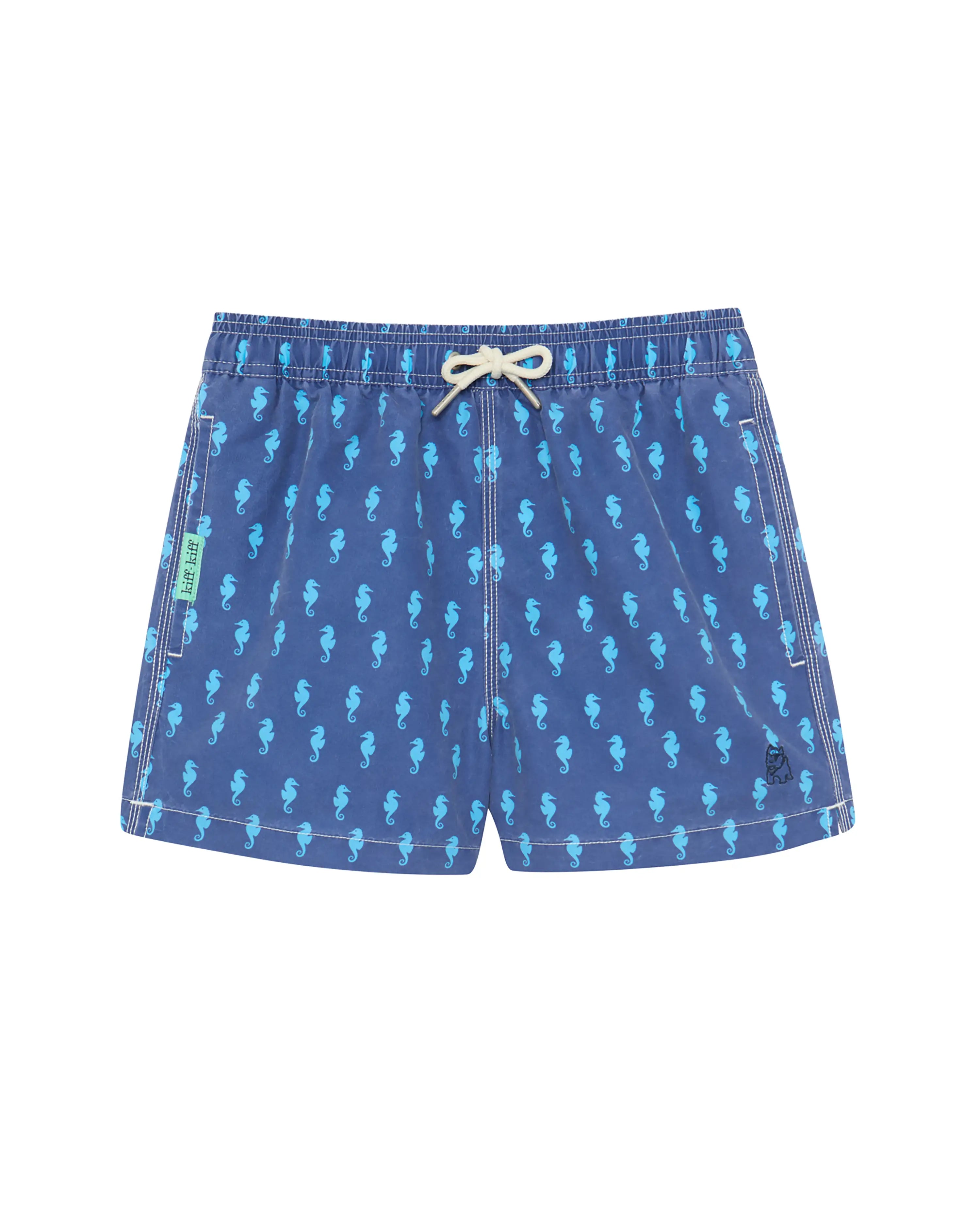 Bañador bermuda niño Kiff Kiff azul lavado estampado Caballito de Mar