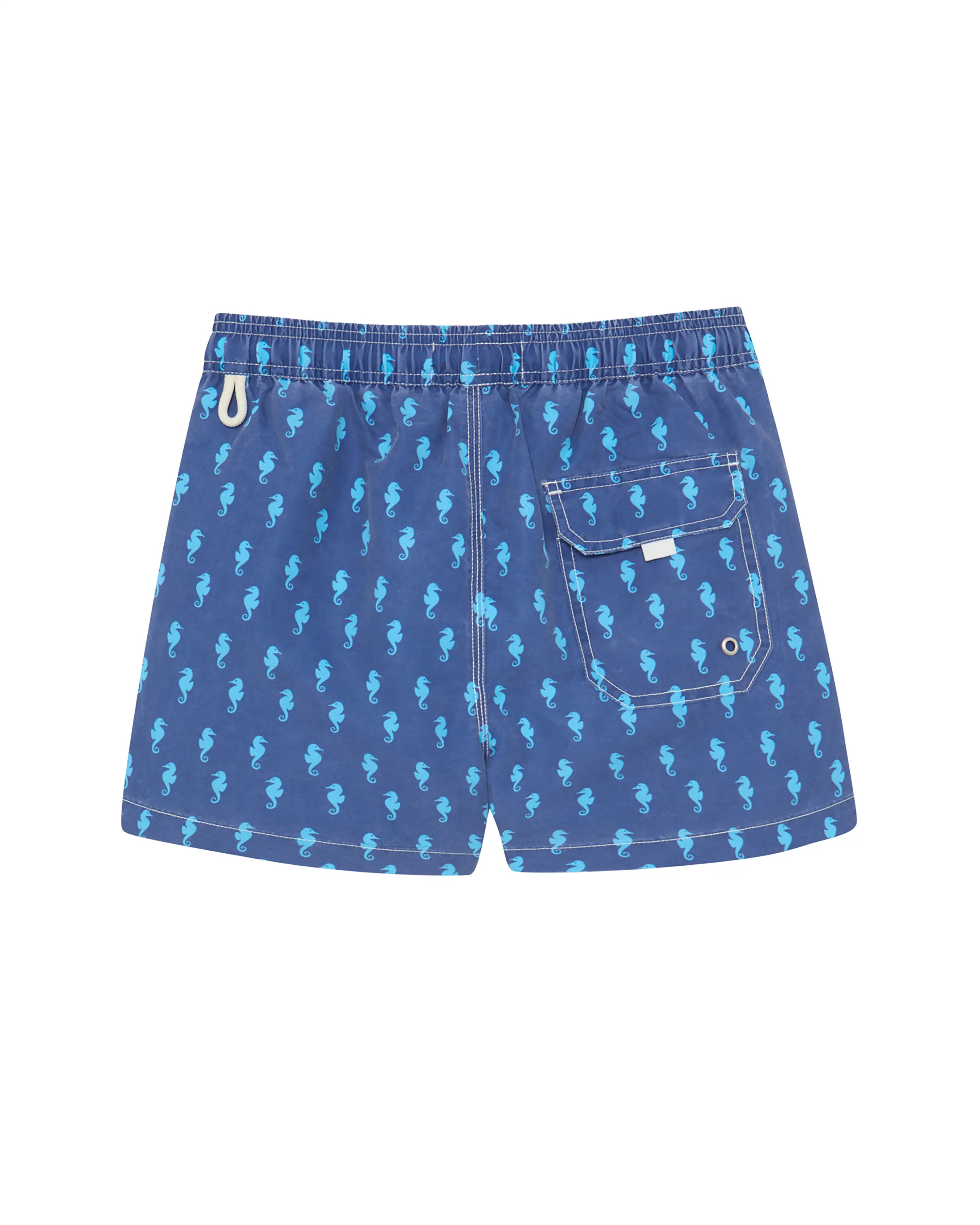 Bañador bermuda niño Kiff Kiff azul lavado estampado Caballito de Mar