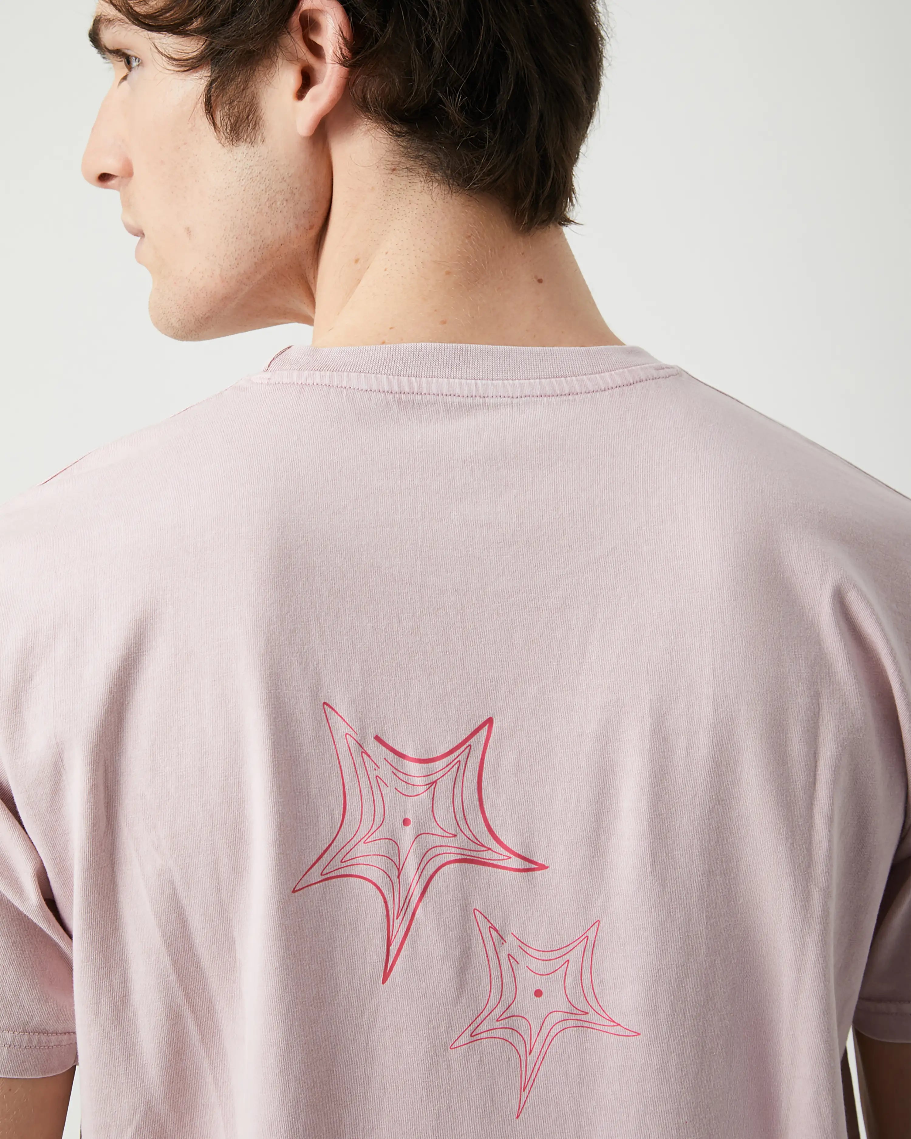 Camiseta de hombre rosa efecto lavado Estrella