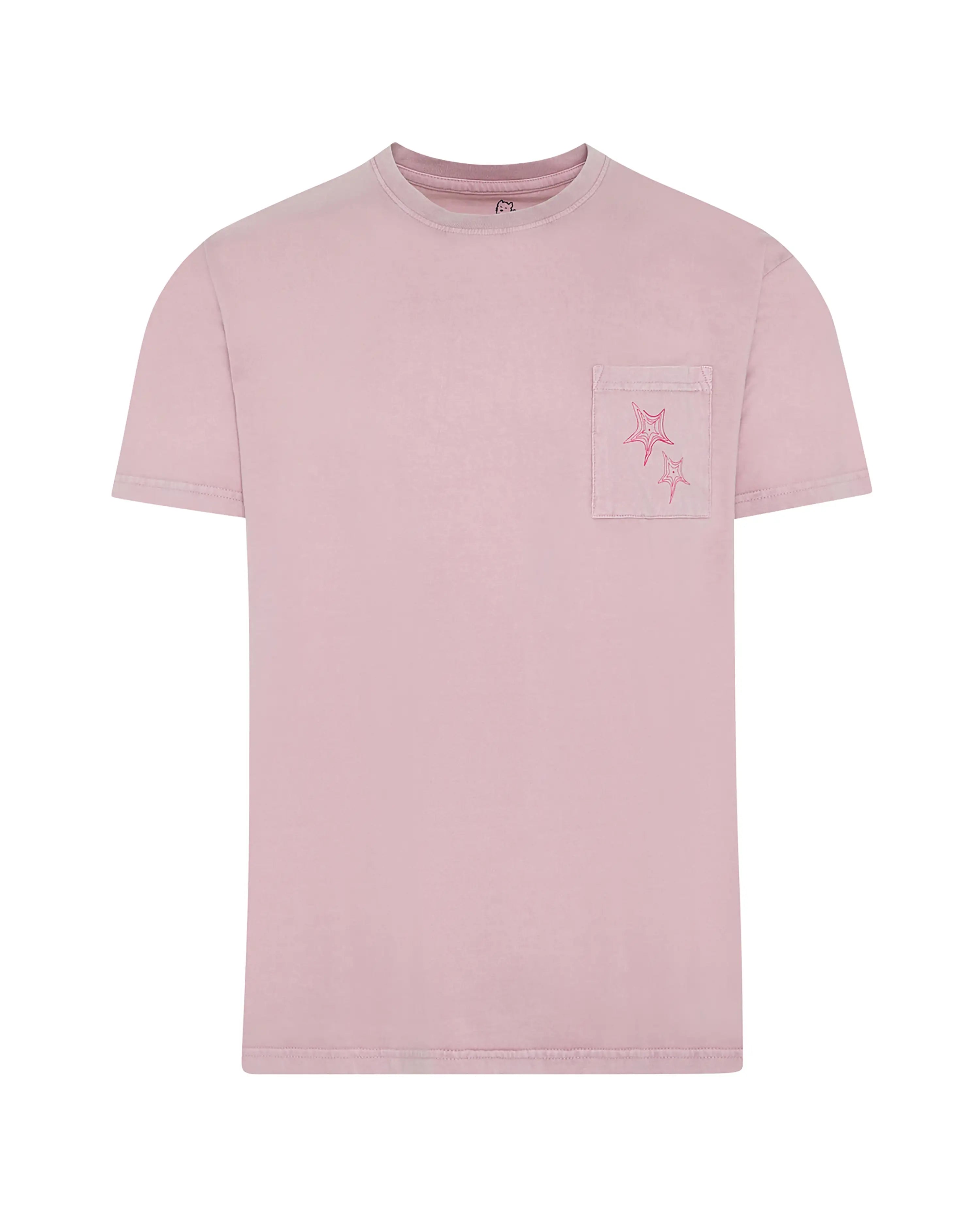 Camiseta de hombre rosa efecto lavado Estrella