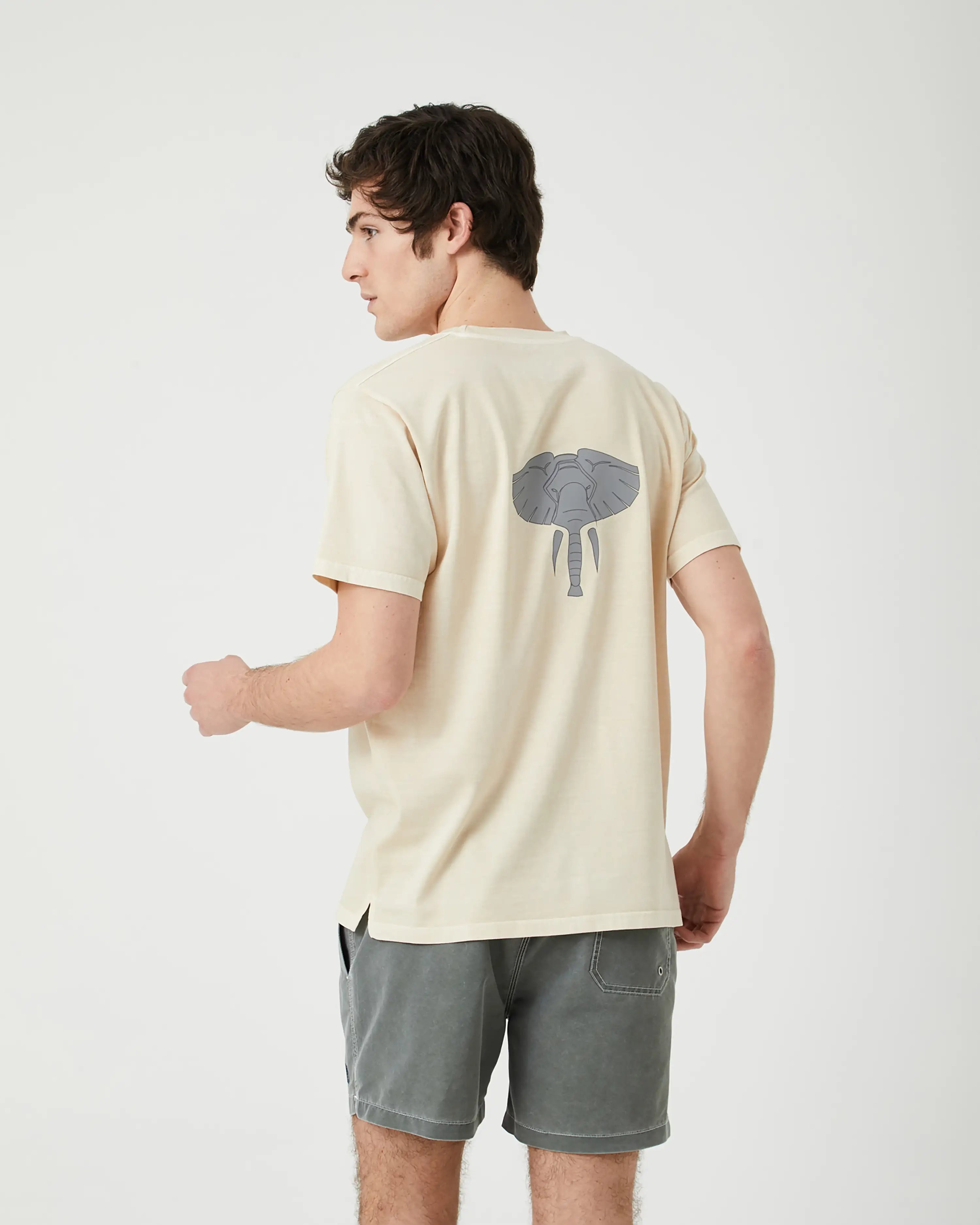 Camiseta de hombre piedra efecto lavado Elefante