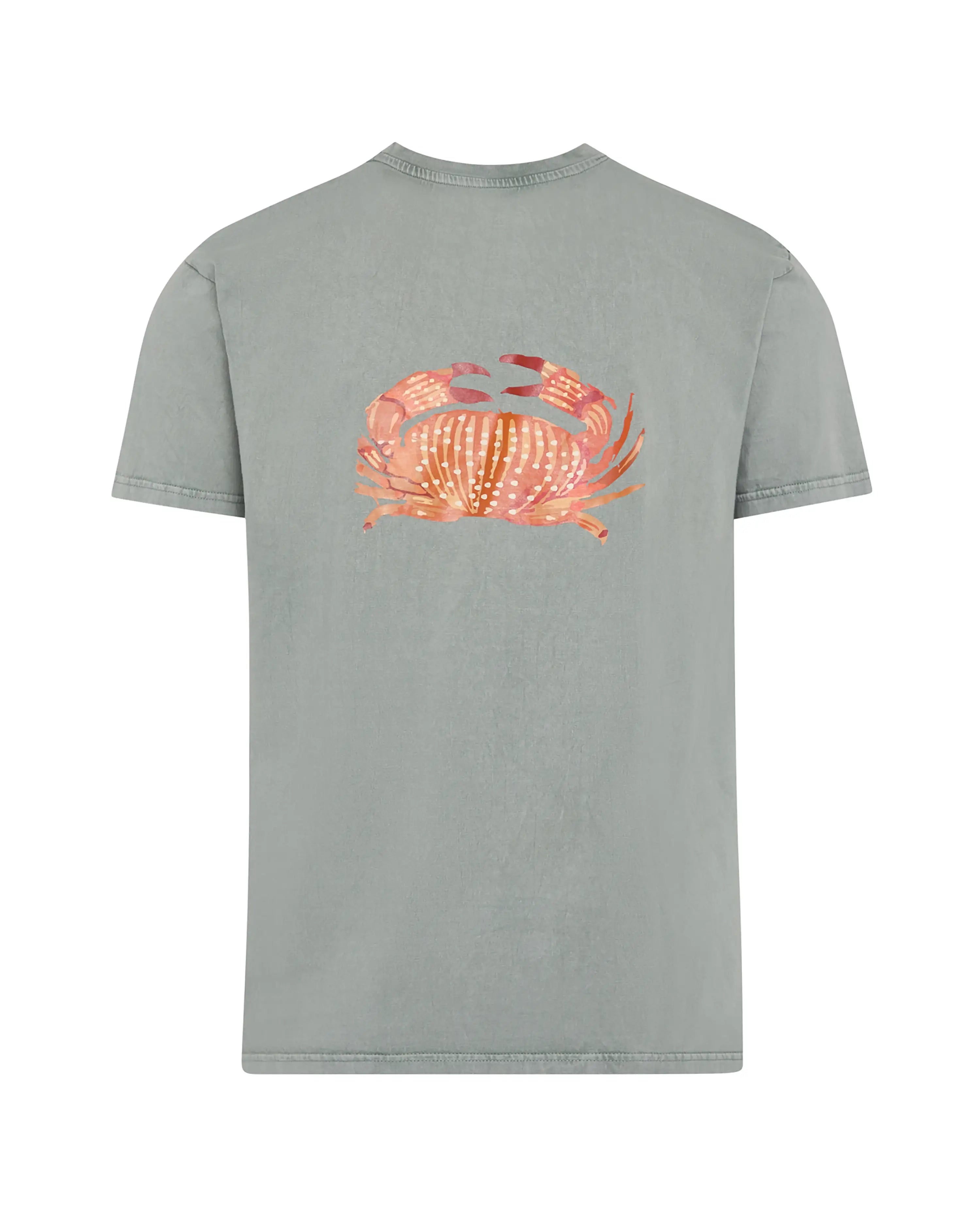 Camiseta de hombre verde efecto lavado Cangrejo