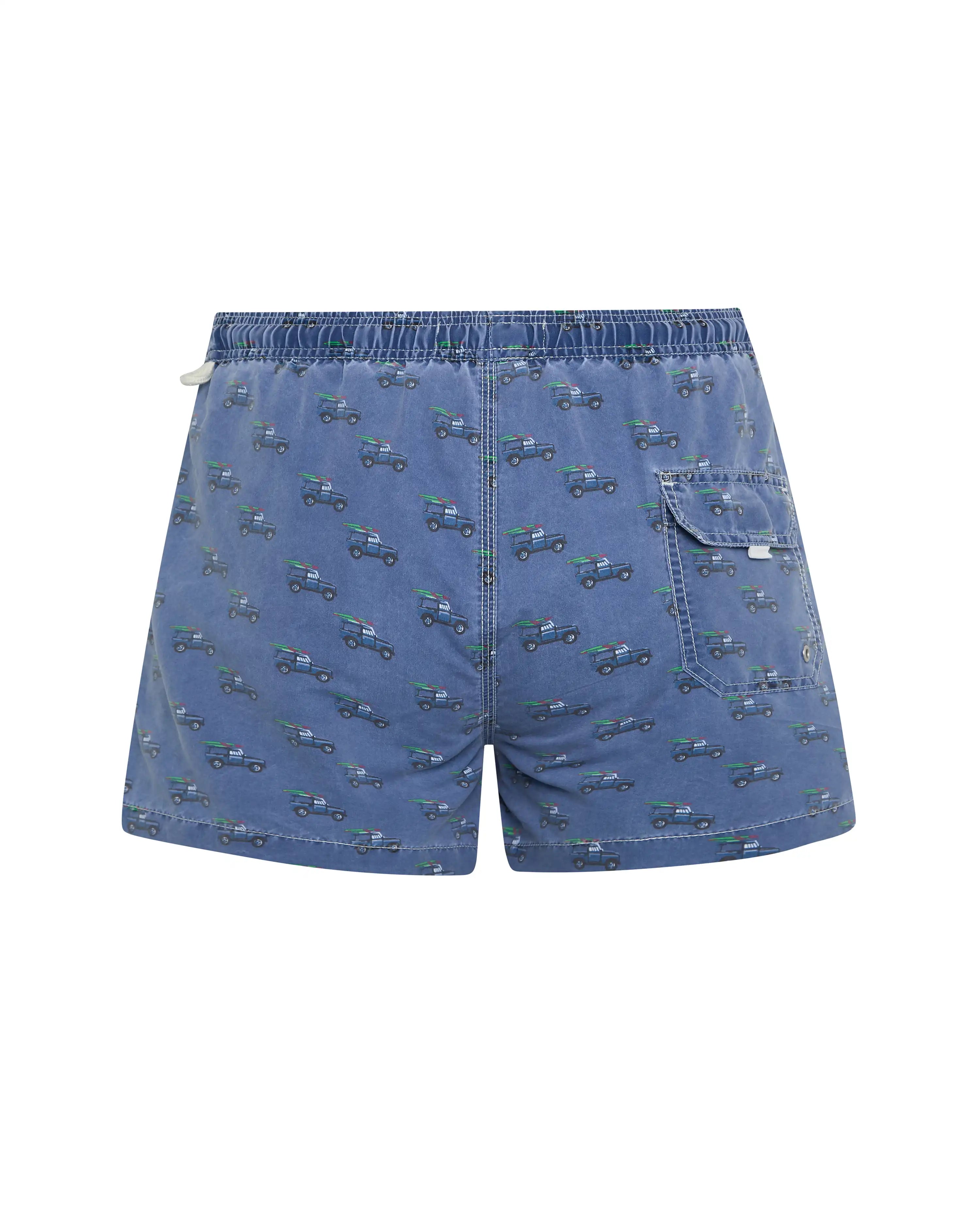 Bañador bermuda niño Kiff Kiff azul lavado estampado Coche con tabla