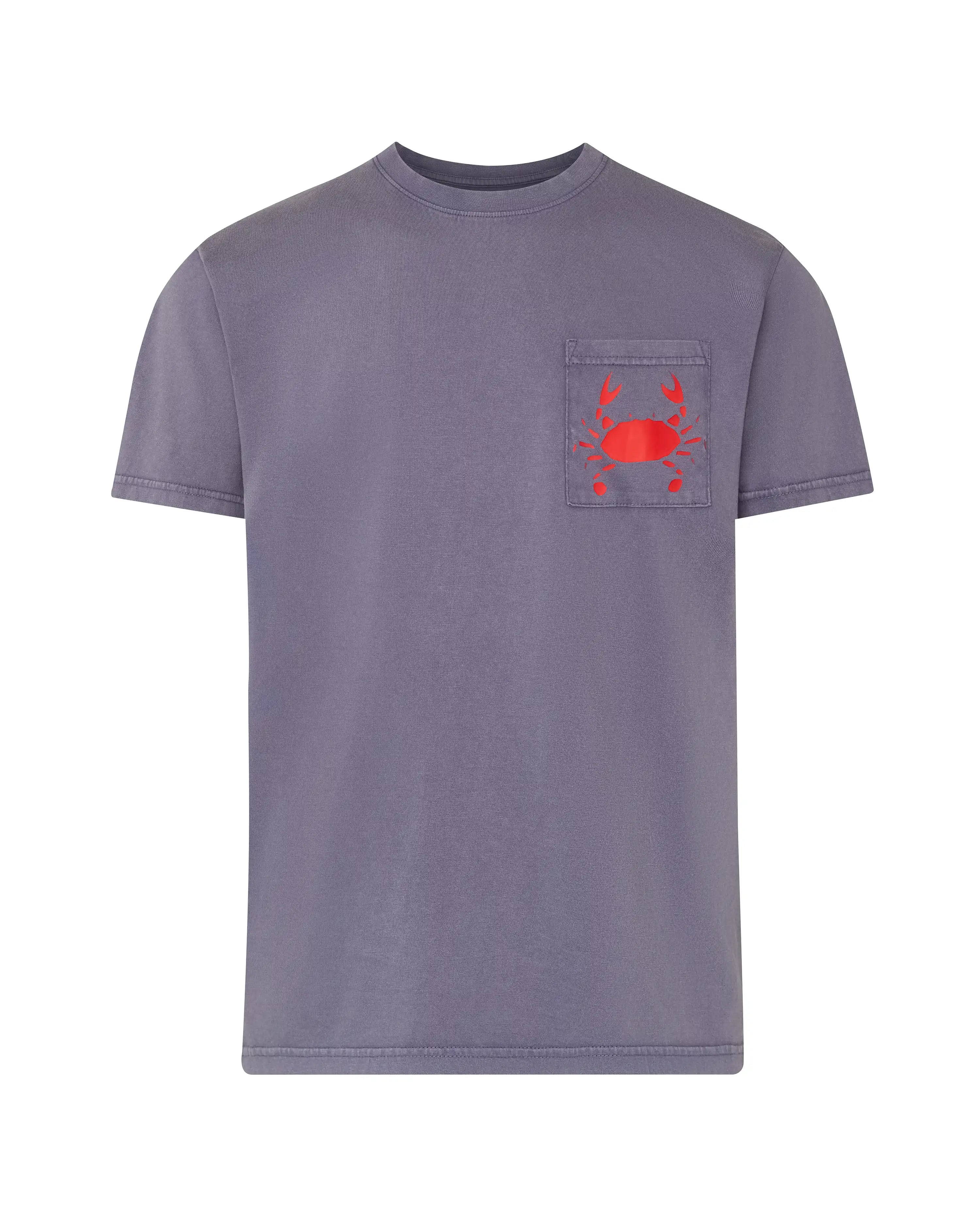 Camiseta de hombre azul efecto lavado Cangrejo