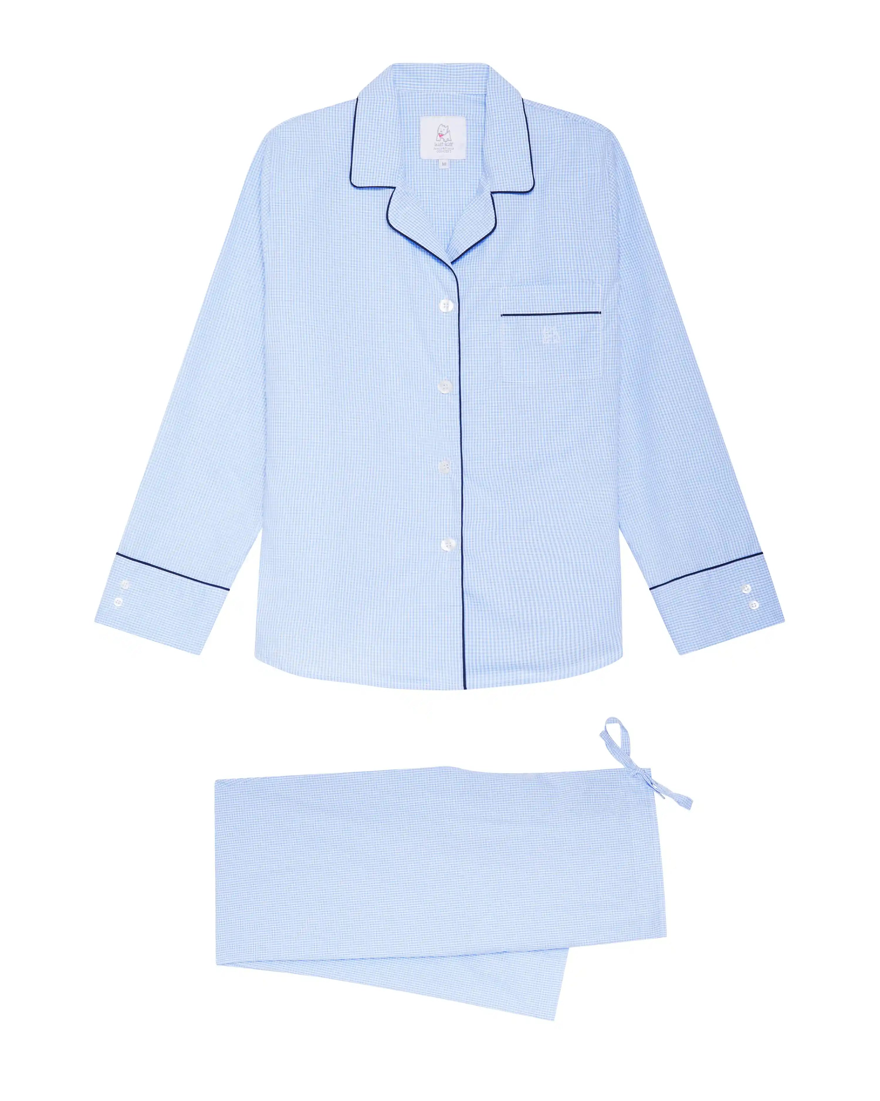 Pijama de mujer largo algodón cuadrito Vichy