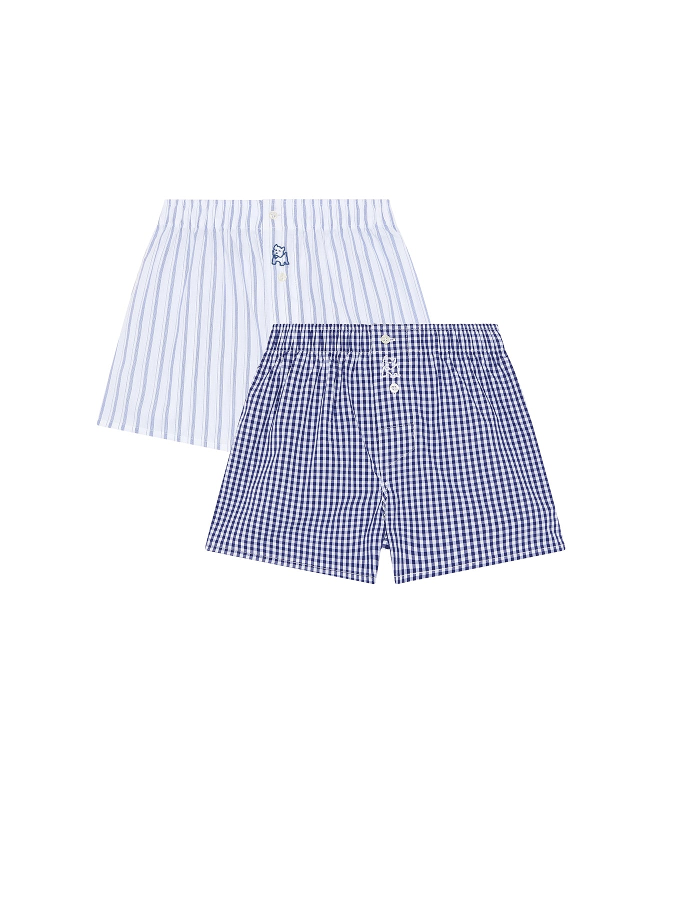 Pack de dos bóxer de tela de niño Kiff Kiff estampado cuadrito vichy/raya