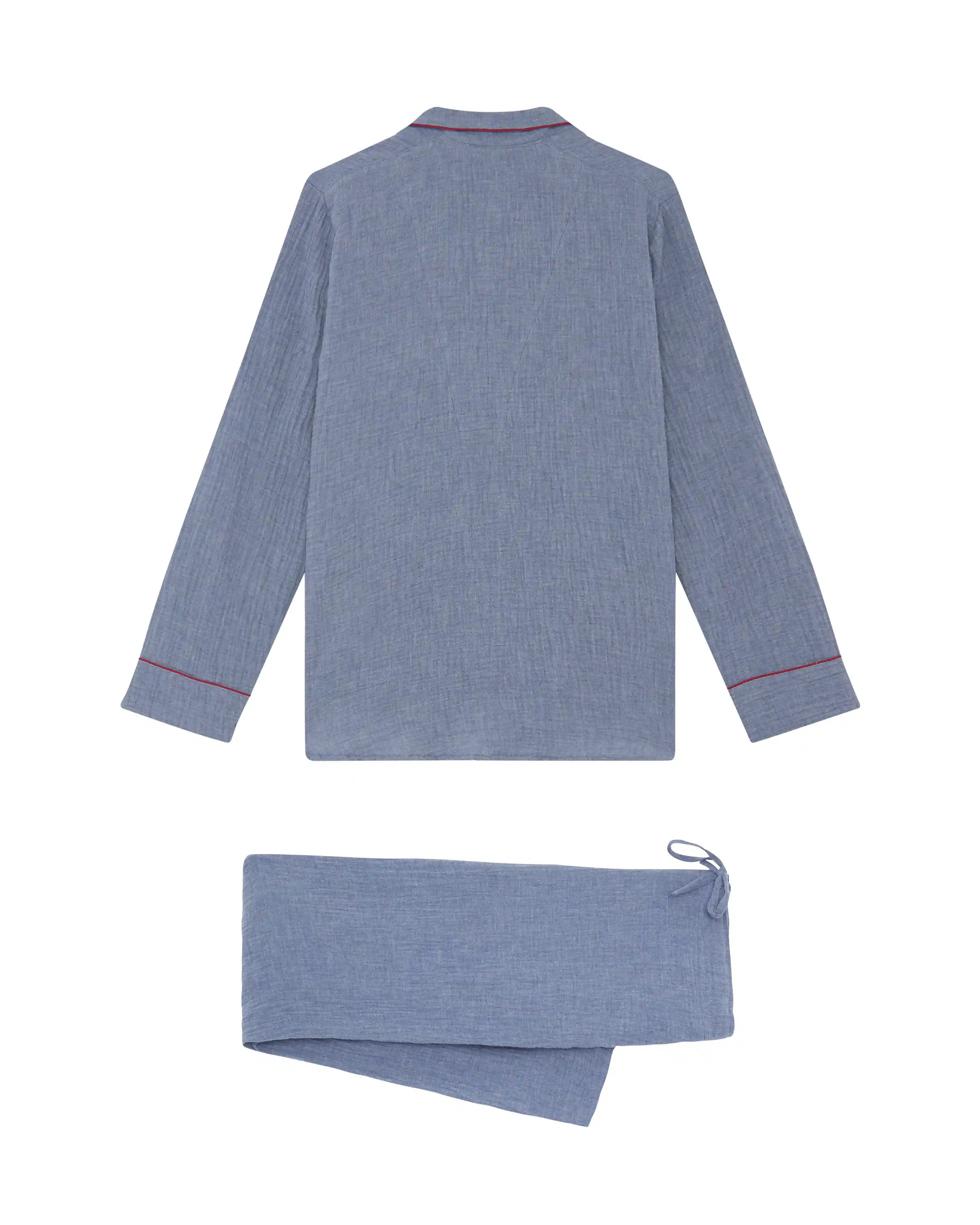 Pijama de mujer largo algodón azul