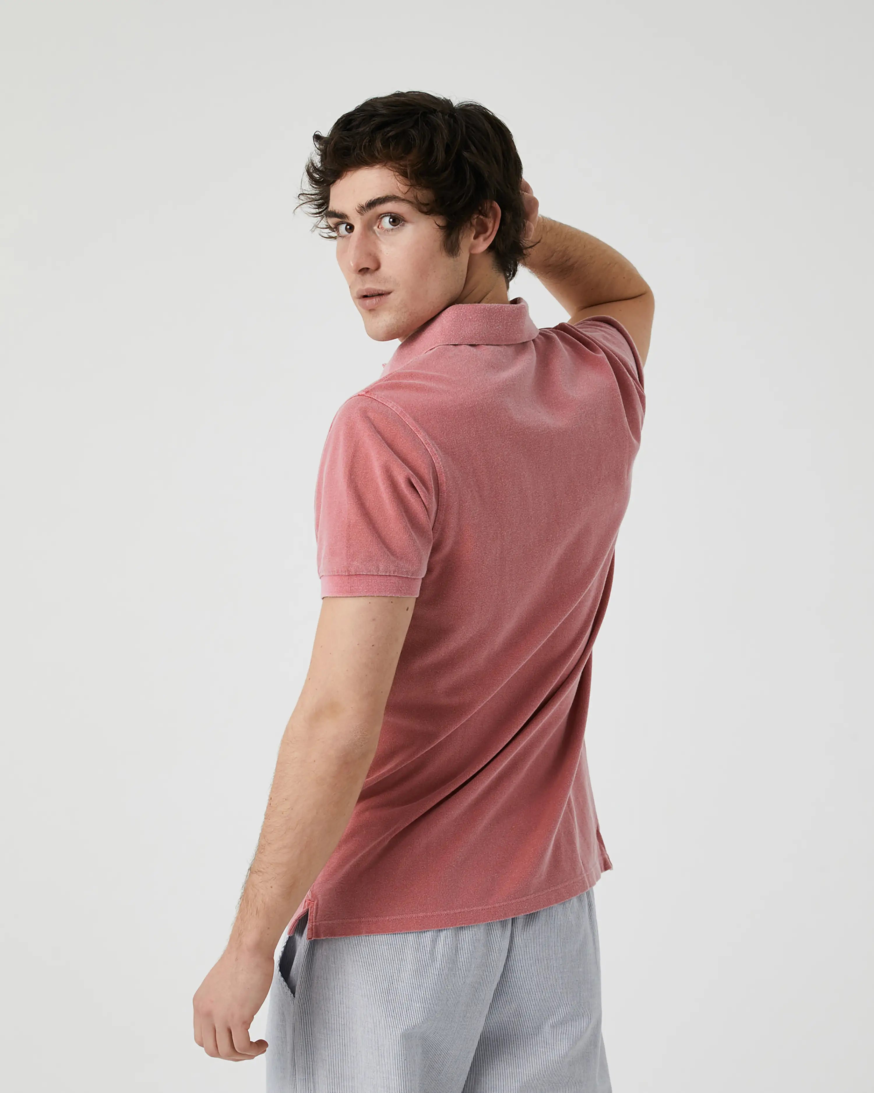 Polo de Manga Corta de Hombre Rosa Lavado