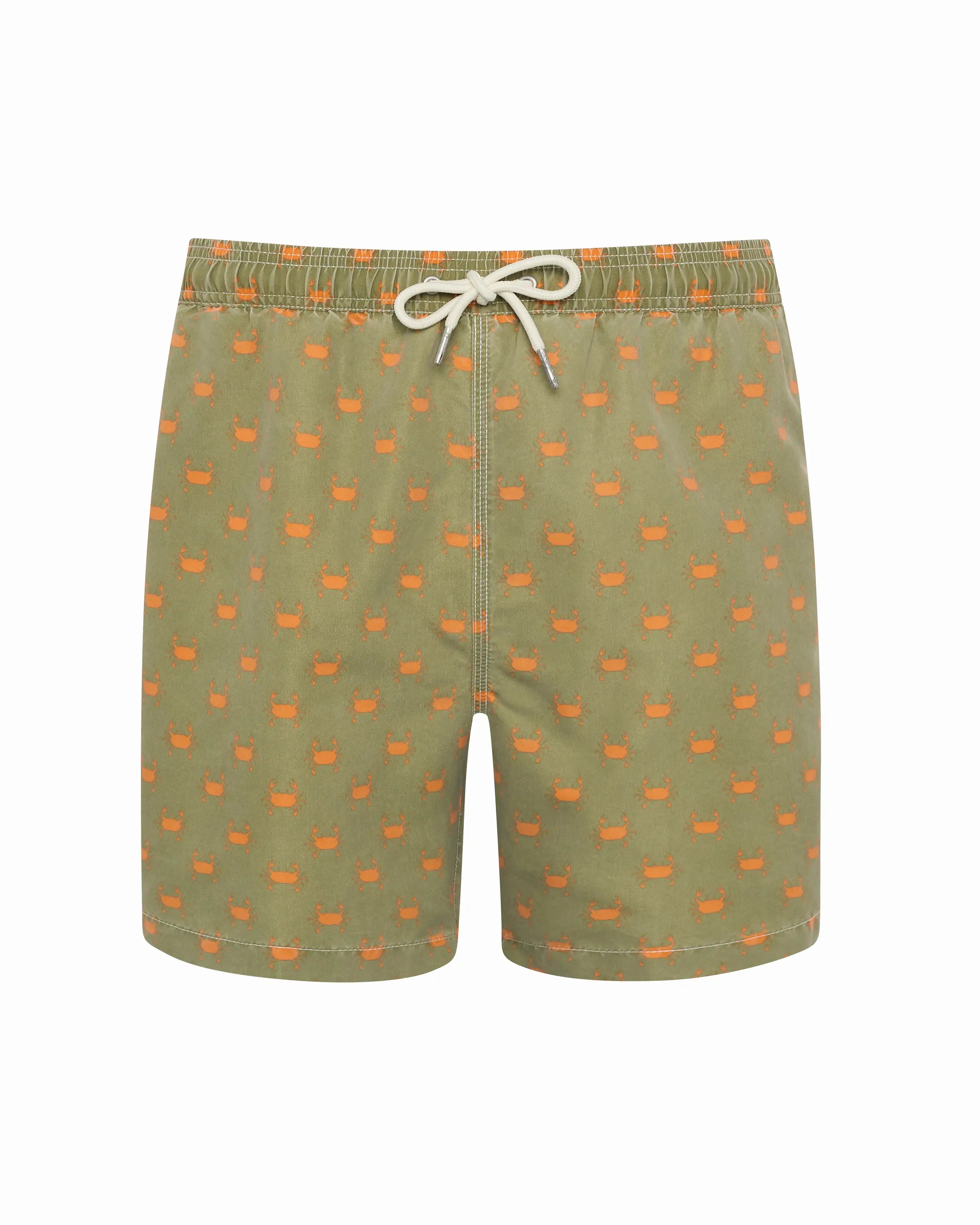 Bañador bermuda hombre Kiff Kiff verde lavado estampado cangrejos
