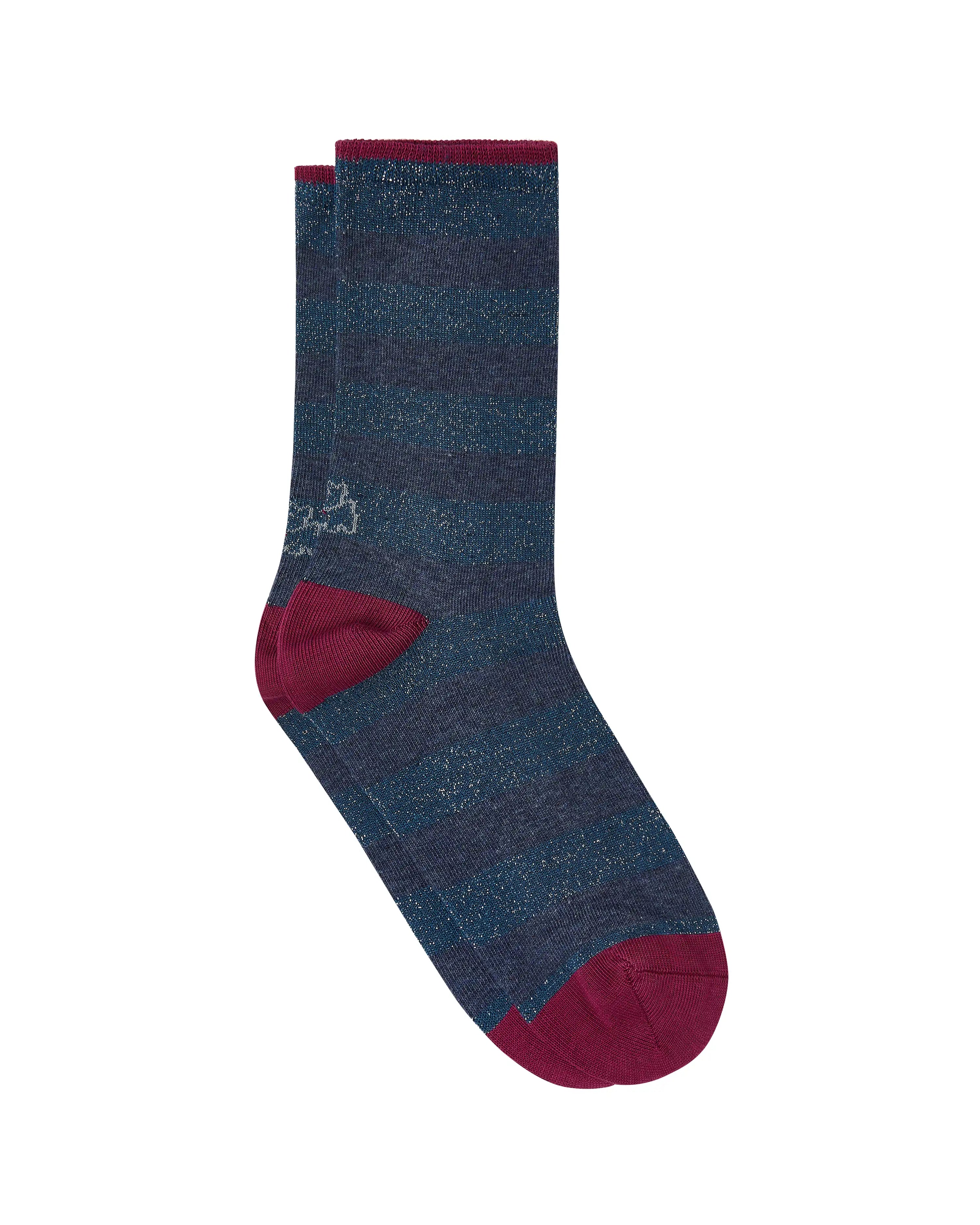 Calcetines media caña de mujer Kiff Kiff rayas azul marino