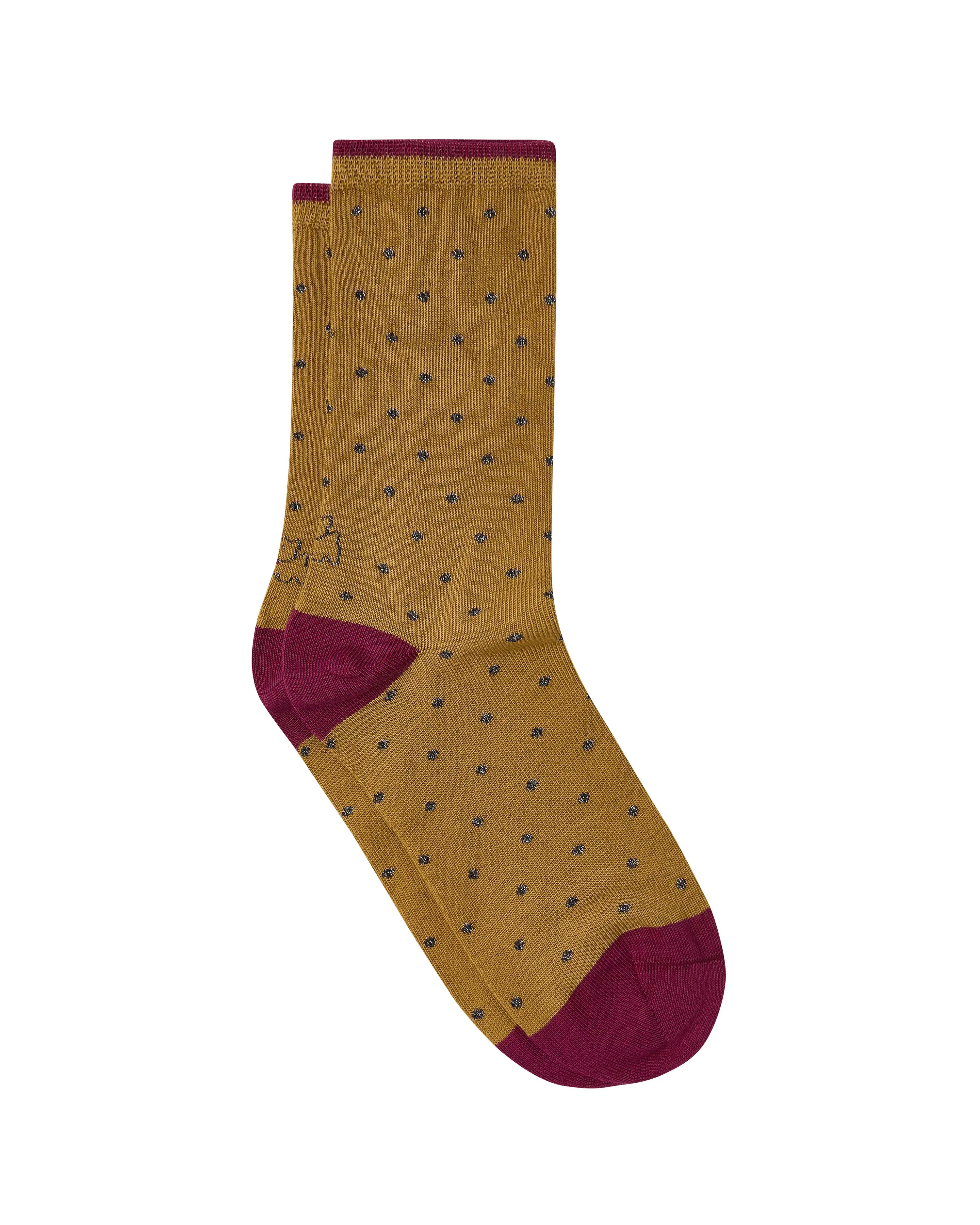 Calcetines media caña de mujer Kiff Kiff topos brilli mostaza