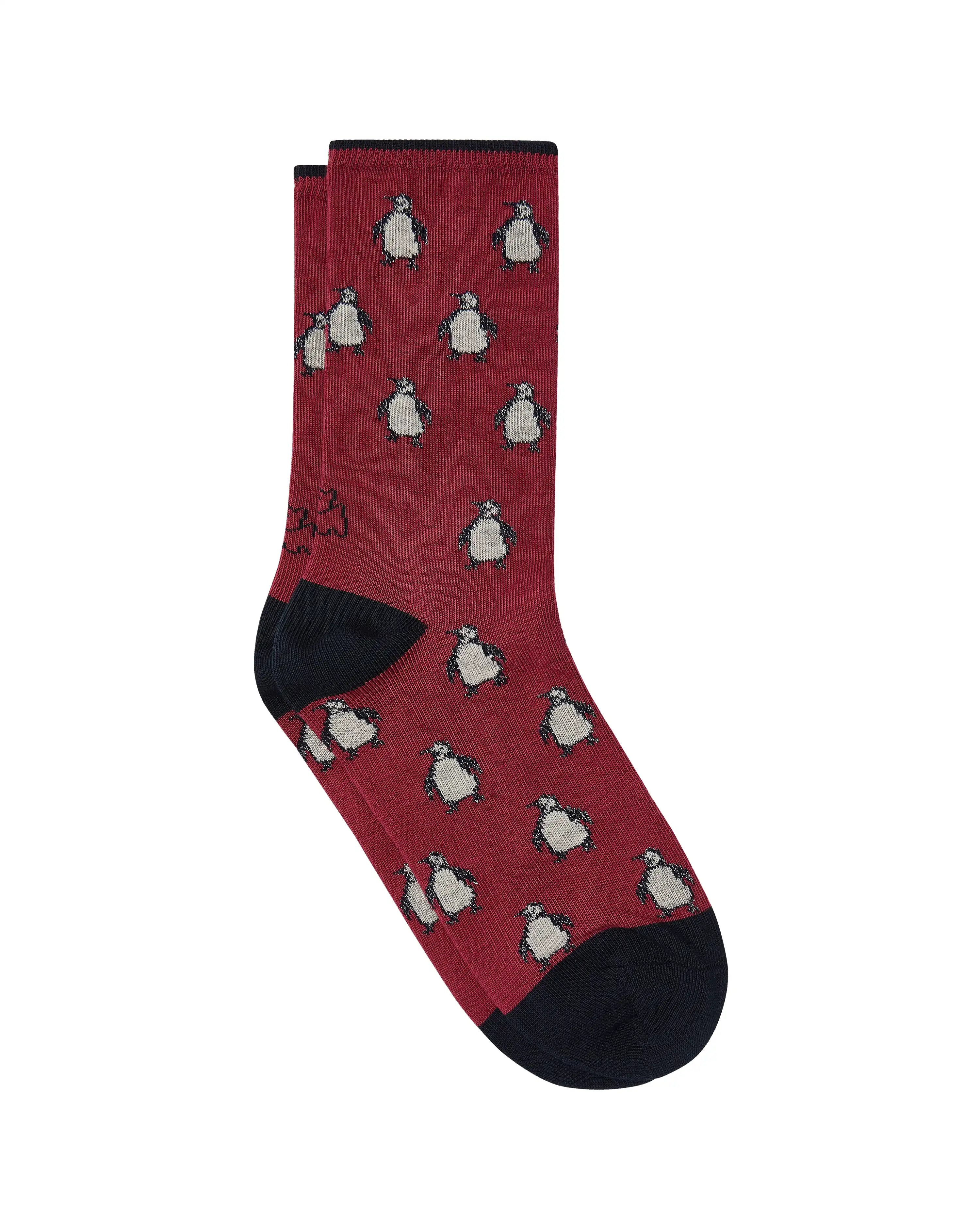 Calcetines media caña de mujer Kiff Kiff estampado pingüino fresa