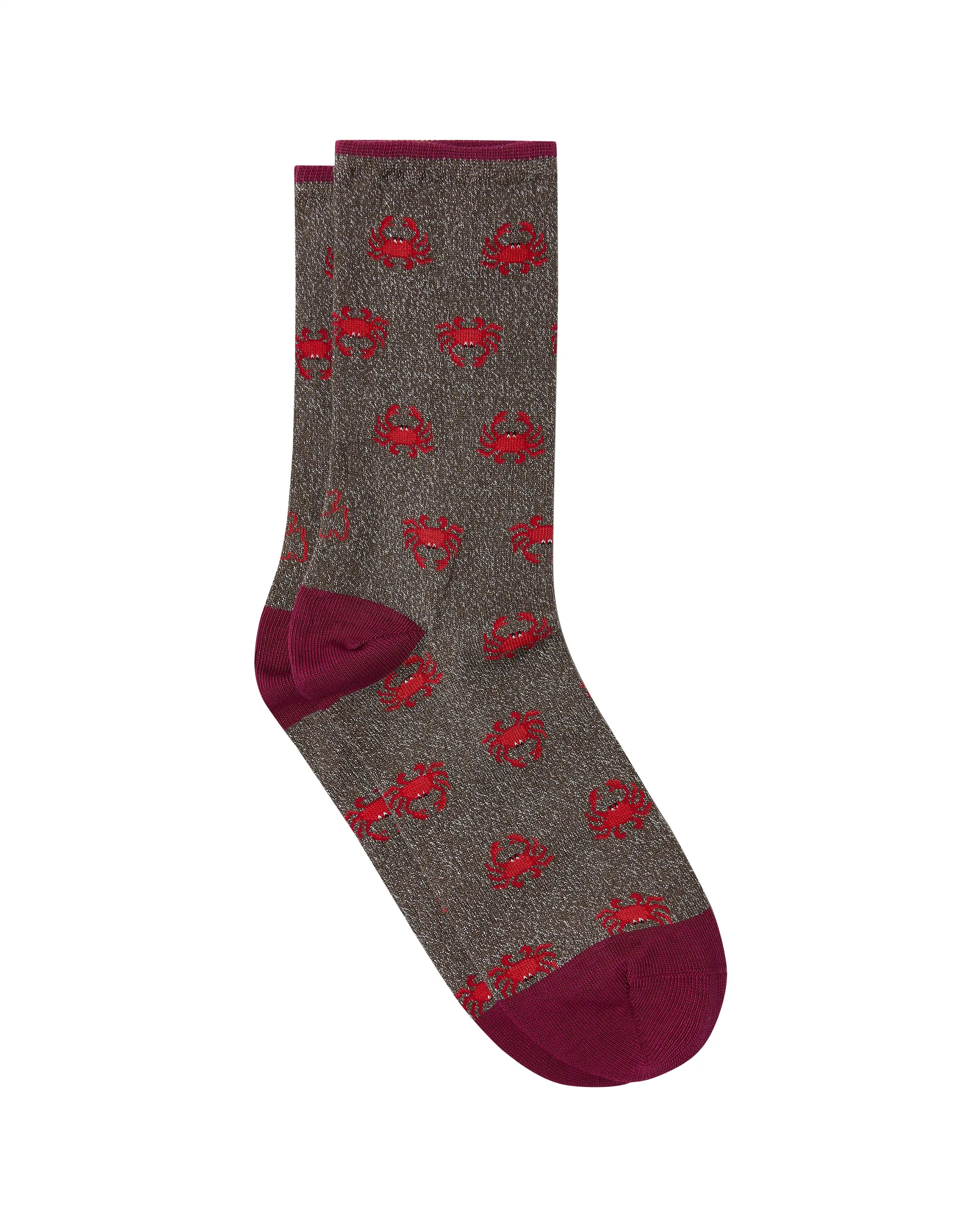 Calcetines media caña de mujer Kiff Kiff estampado cangrejo gris