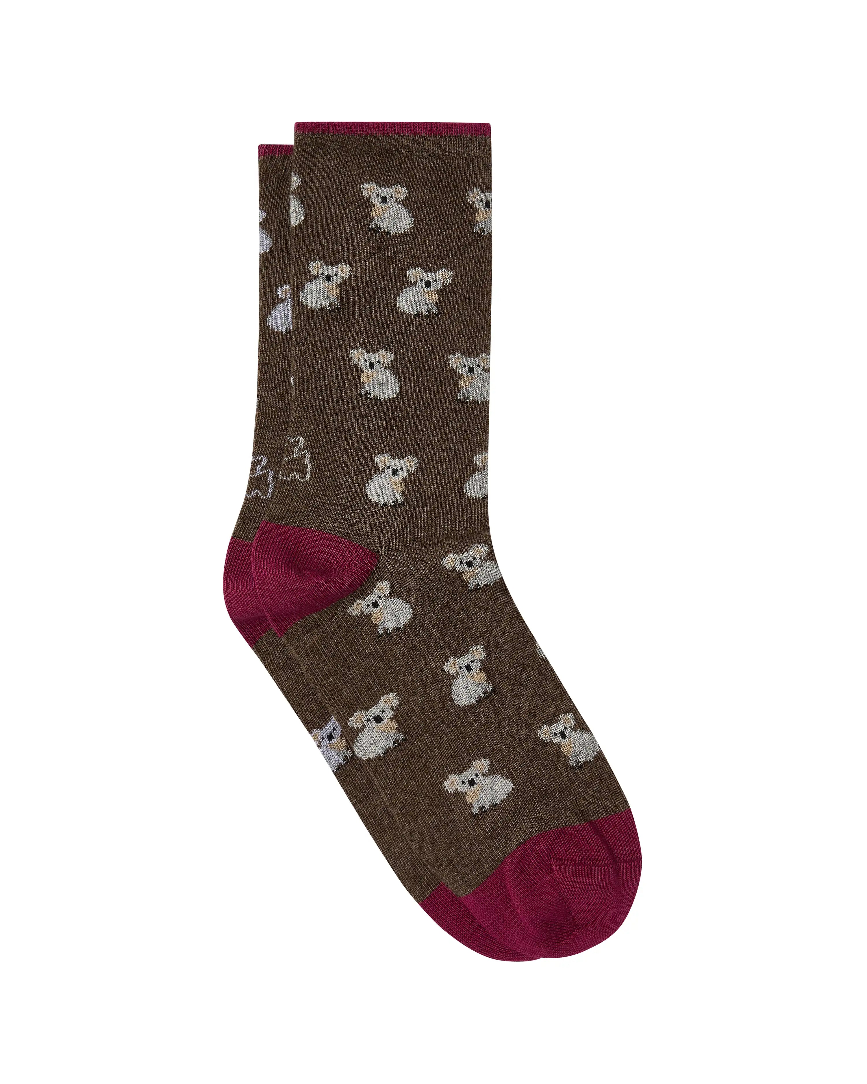 Calcetines media caña de mujer Kiff Kiff estampado koala marrón