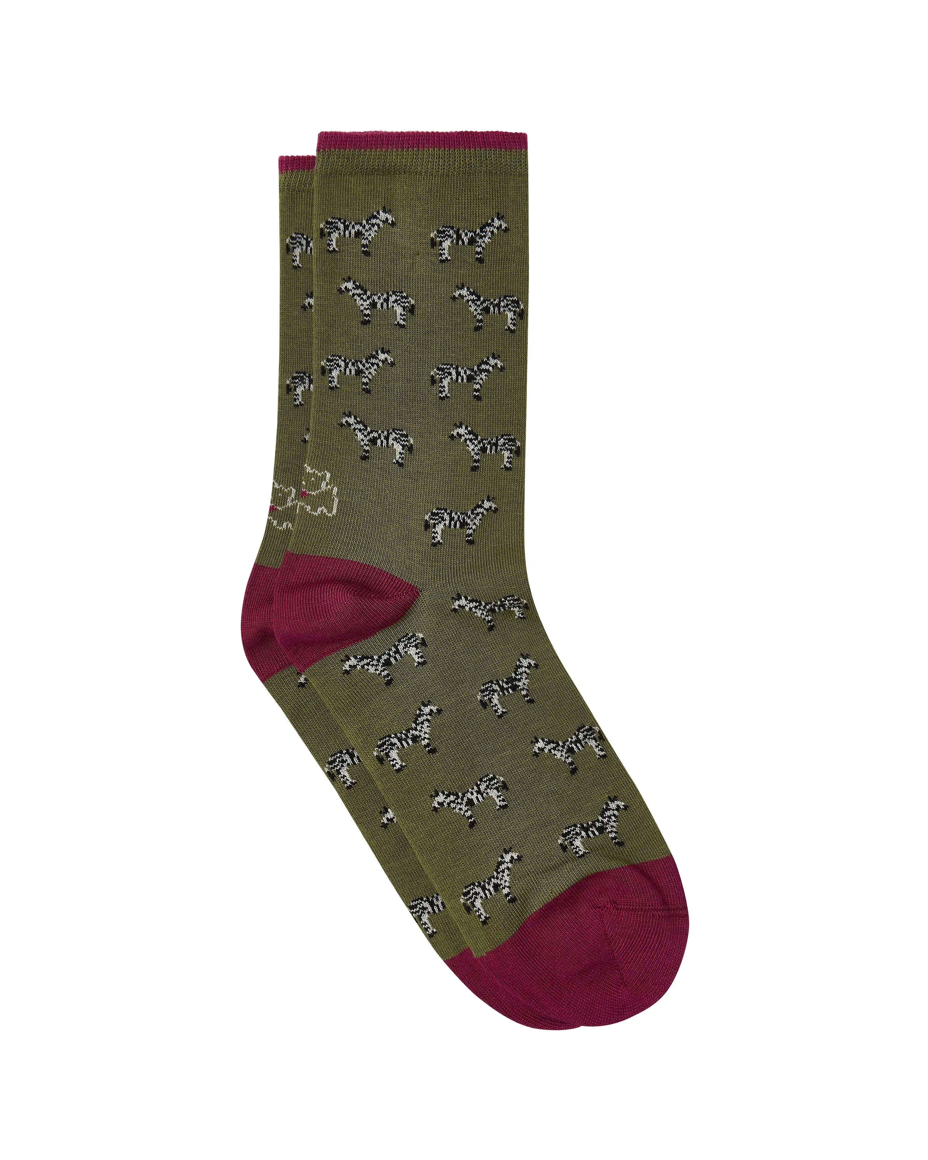 Calcetines media caña de mujer Kiff Kiff estampado cebra verde