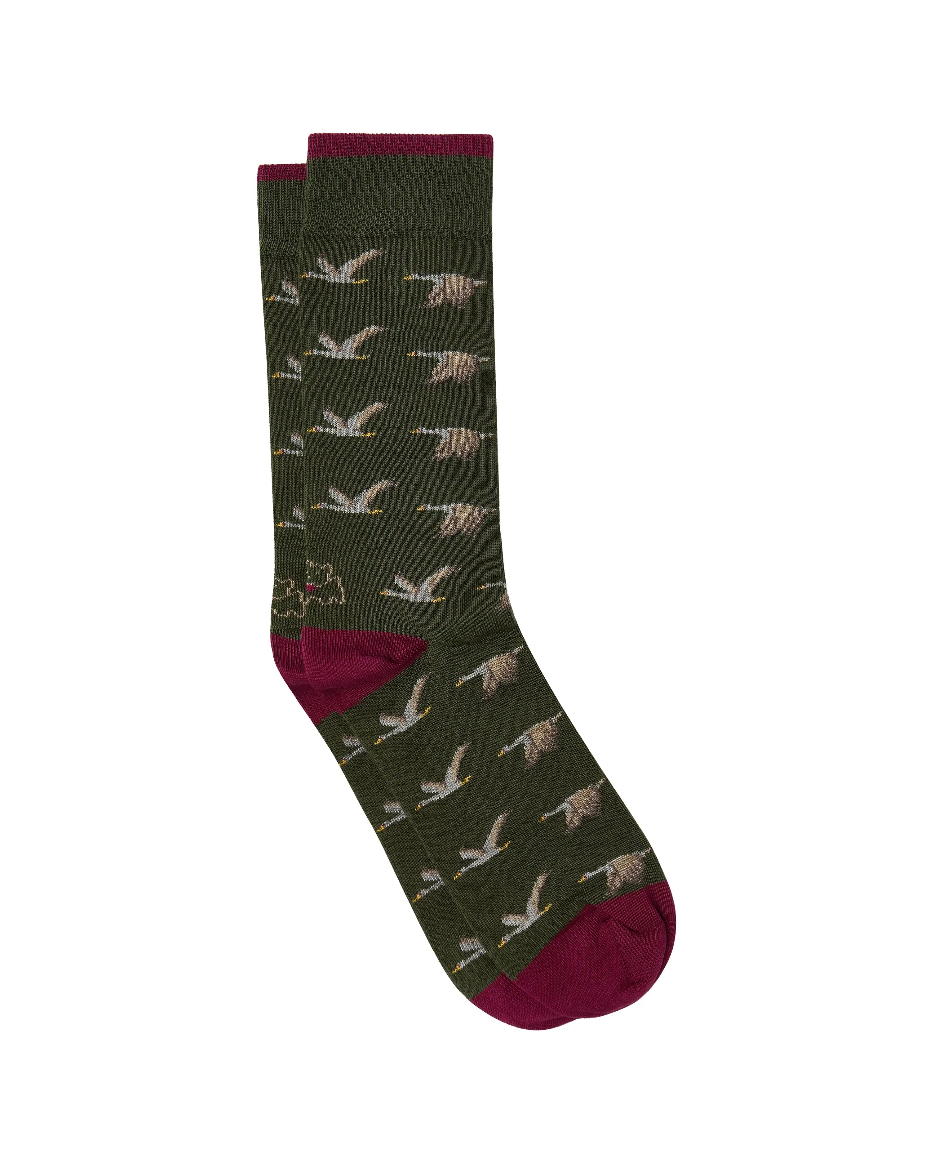 Calcetines media caña de hombre Kiff Kiff estampado aves verde