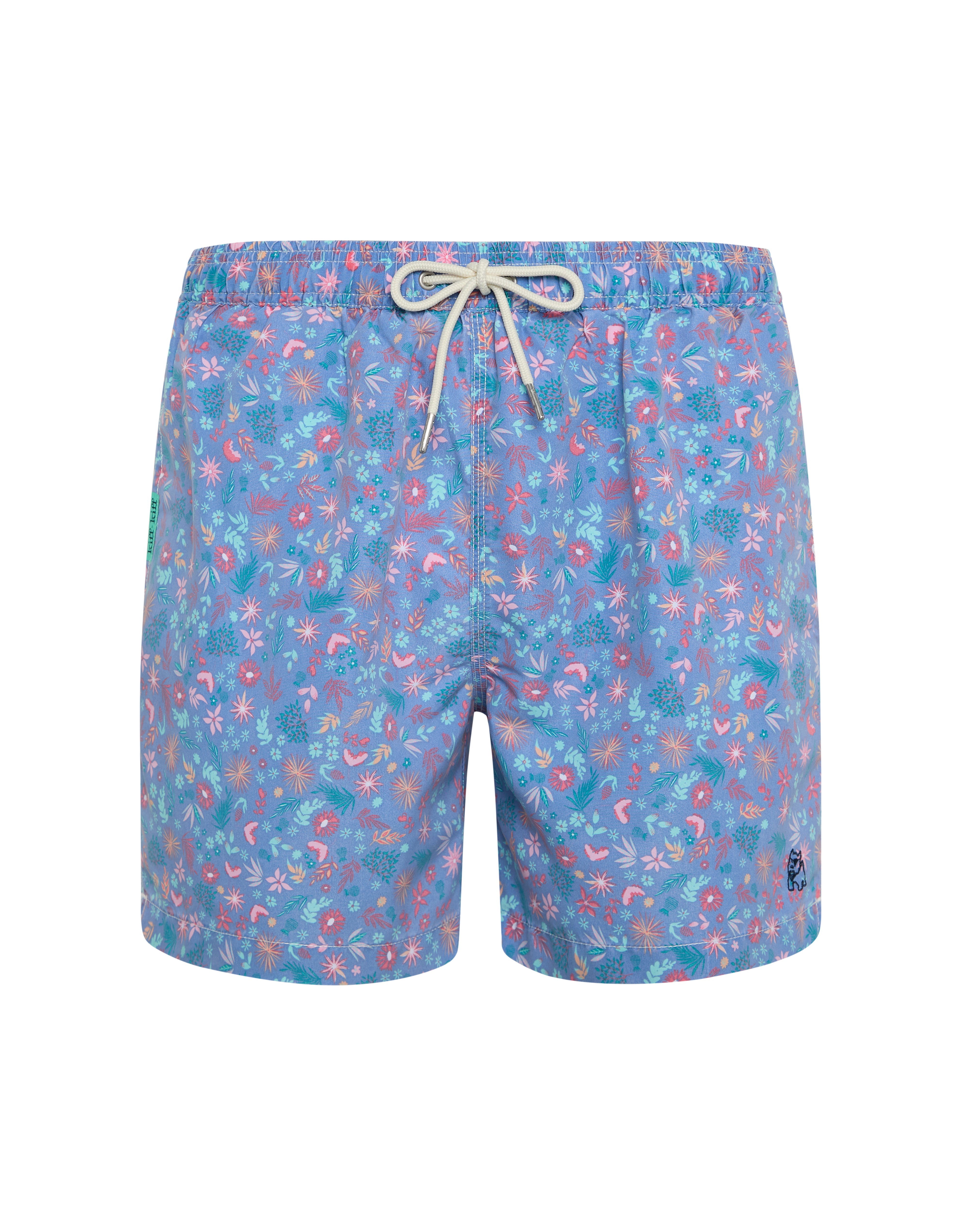Bañador bermuda Flores azul jeans lavado