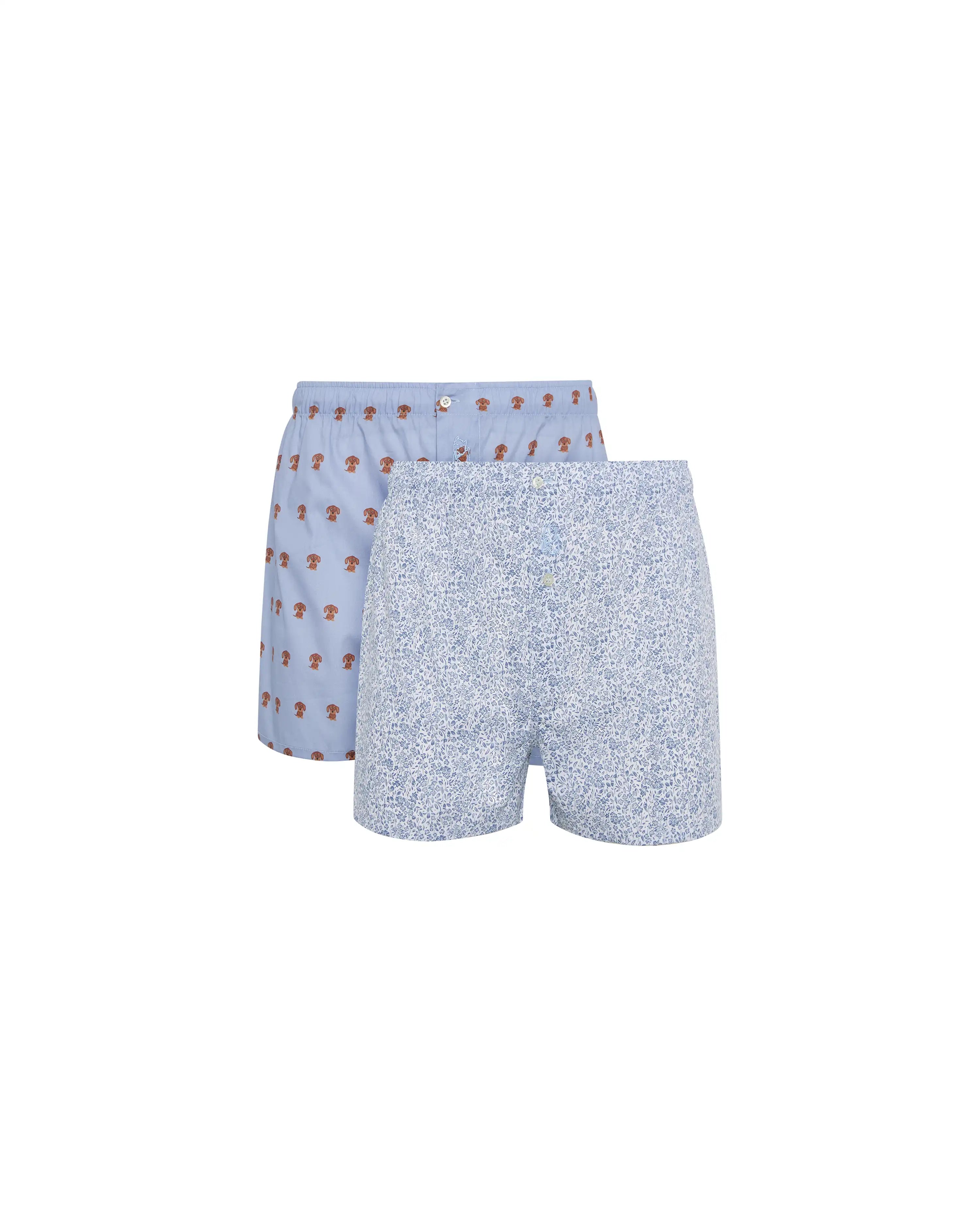 Pack de dos bóxer de tela de niño Kiff Kiff estampado perro/ florecitas