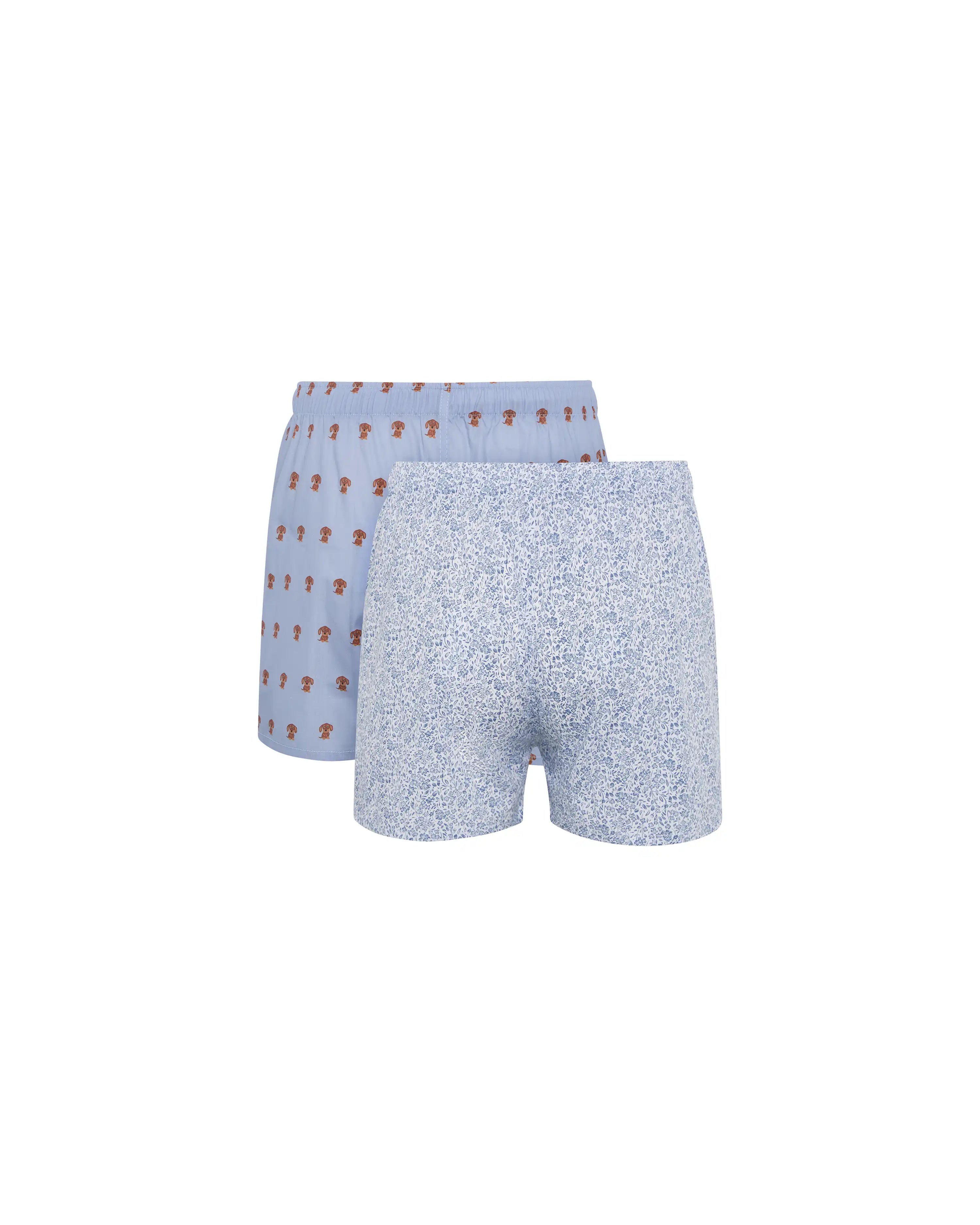 Pack de dos bóxer de tela de niño Kiff Kiff estampado perro/ florecitas