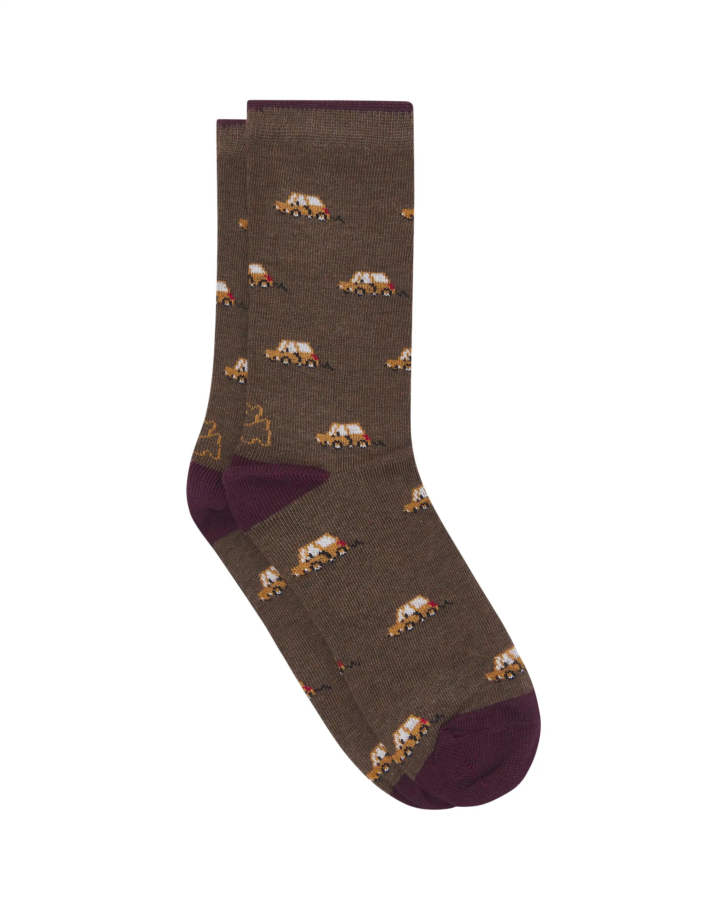 Calcetines media caña de niño Kiff Kiff marrón estampado