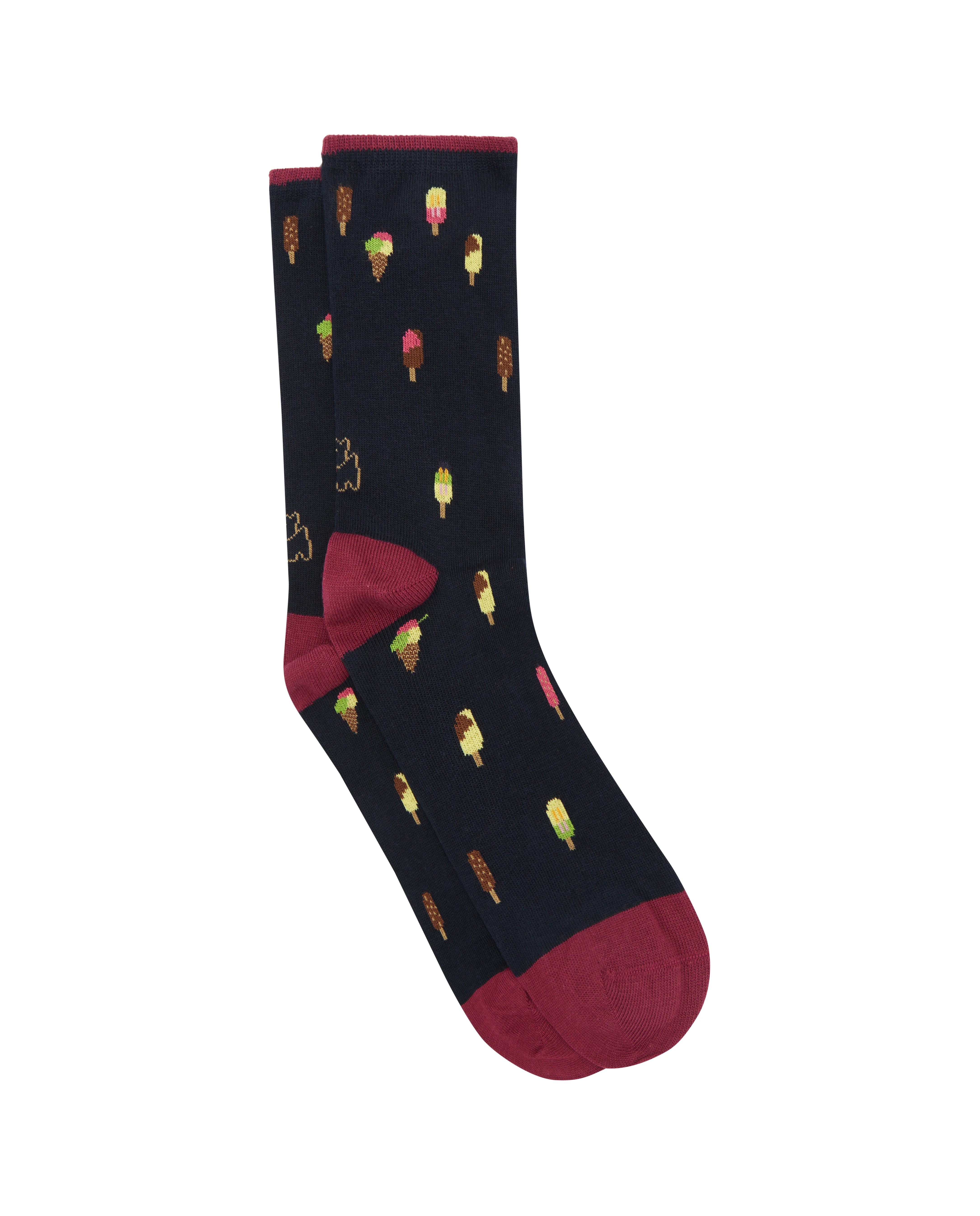 Calcetines media caña de mujer Kiff Kiff estampado helados azul marino