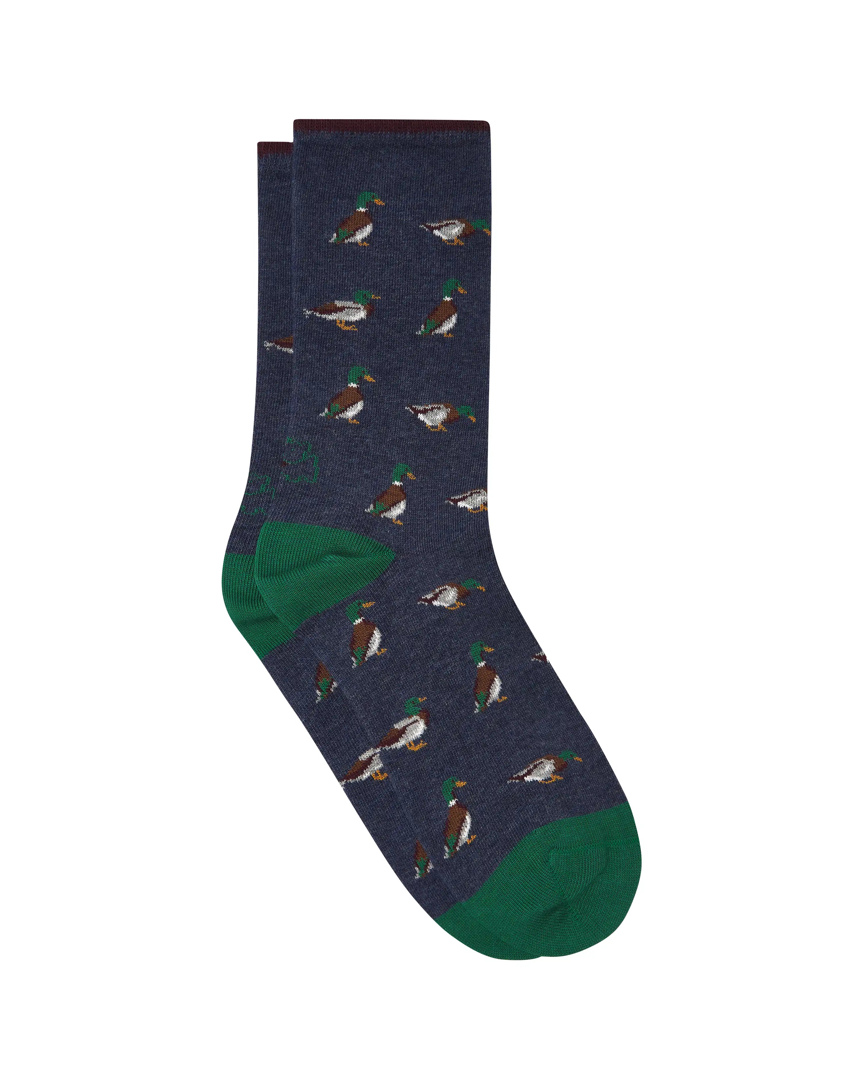 Calcetines media caña de mujer Kiff Kiff estampado patos azul jeans