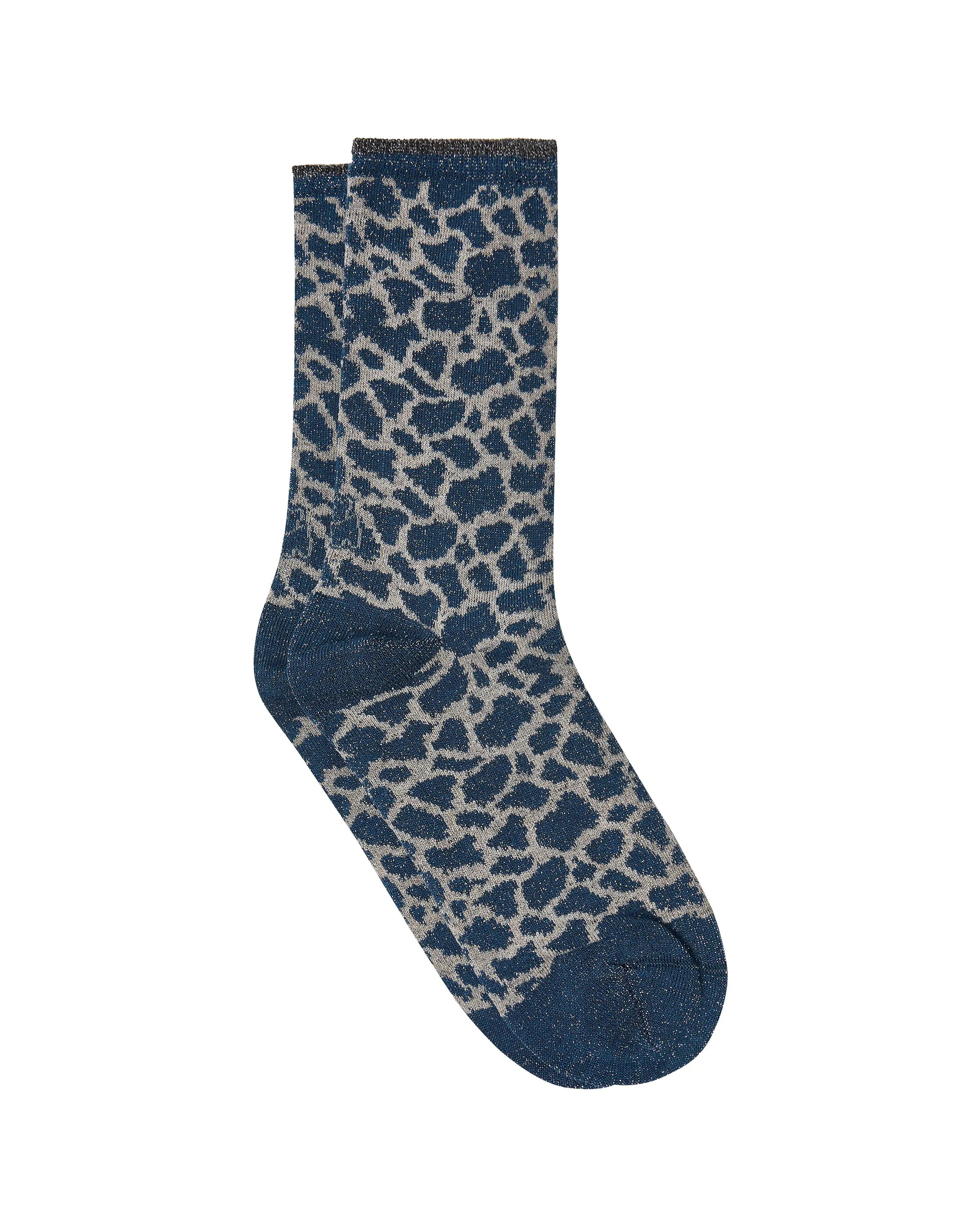 Calcetines media caña de mujer Kiff Kiff brilli leopardo azul