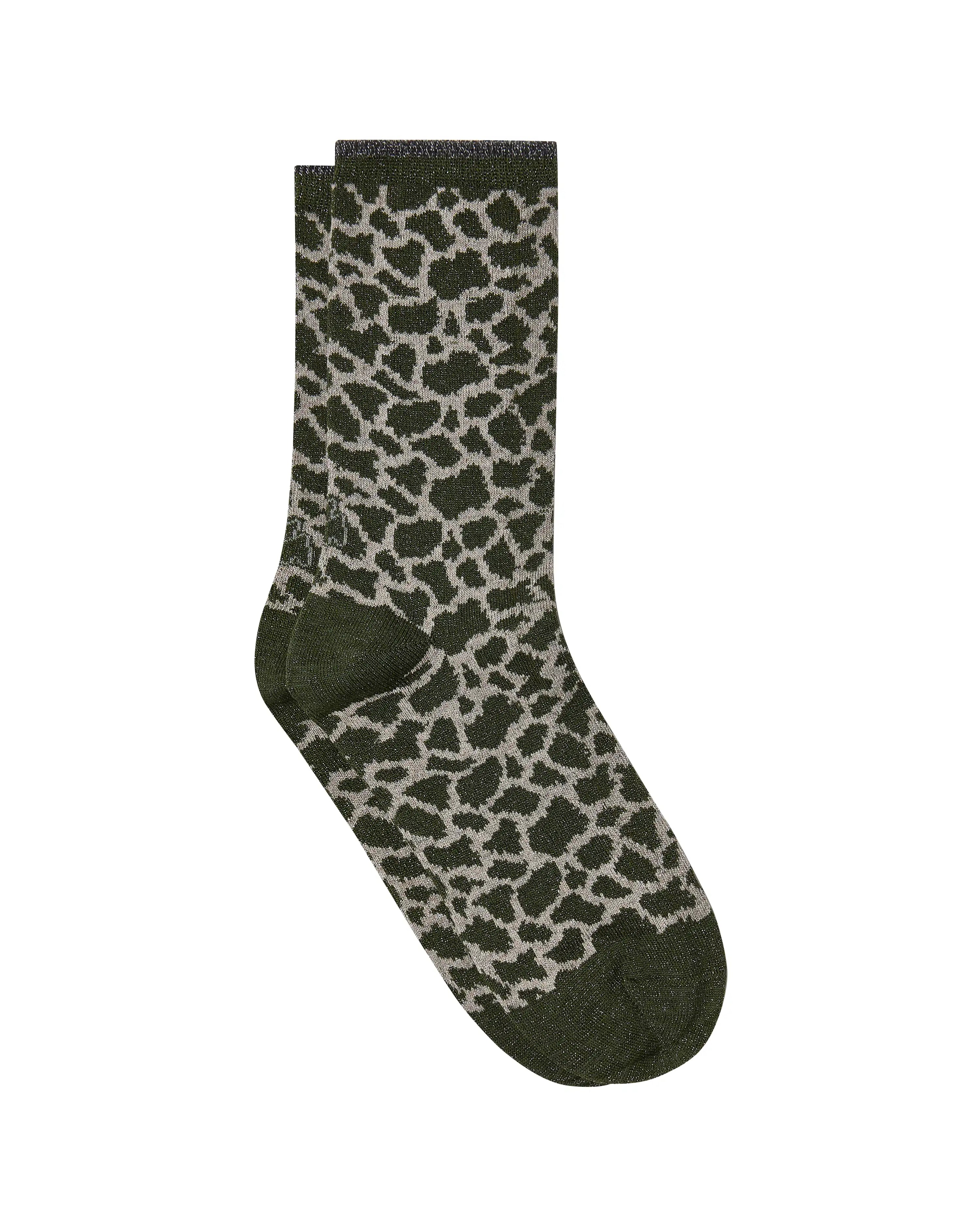 Calcetines media caña de mujer Kiff Kiff brilli leopardo verde