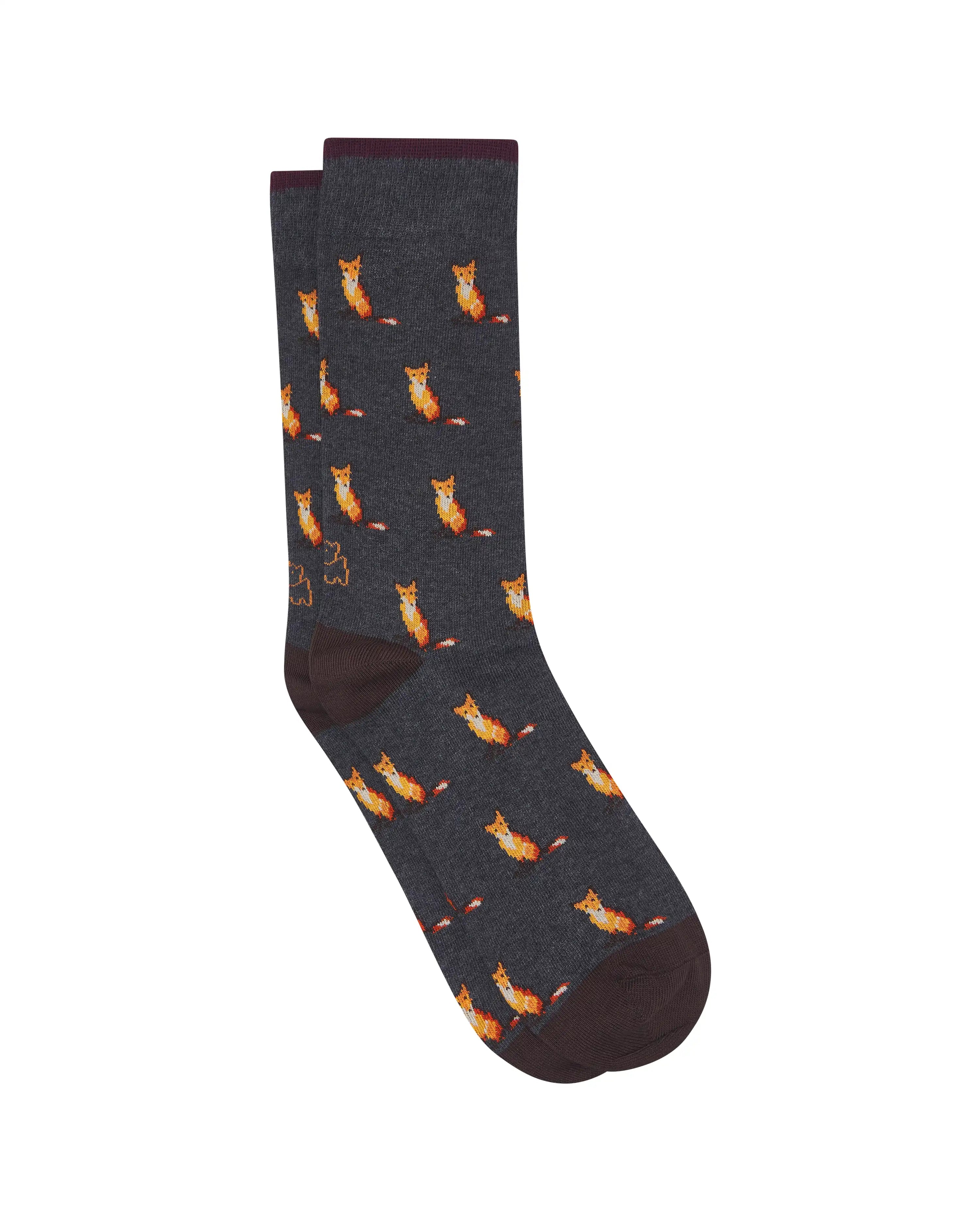 Calcetines media caña de hombre Kiff Kiff estampado zorro azul marino