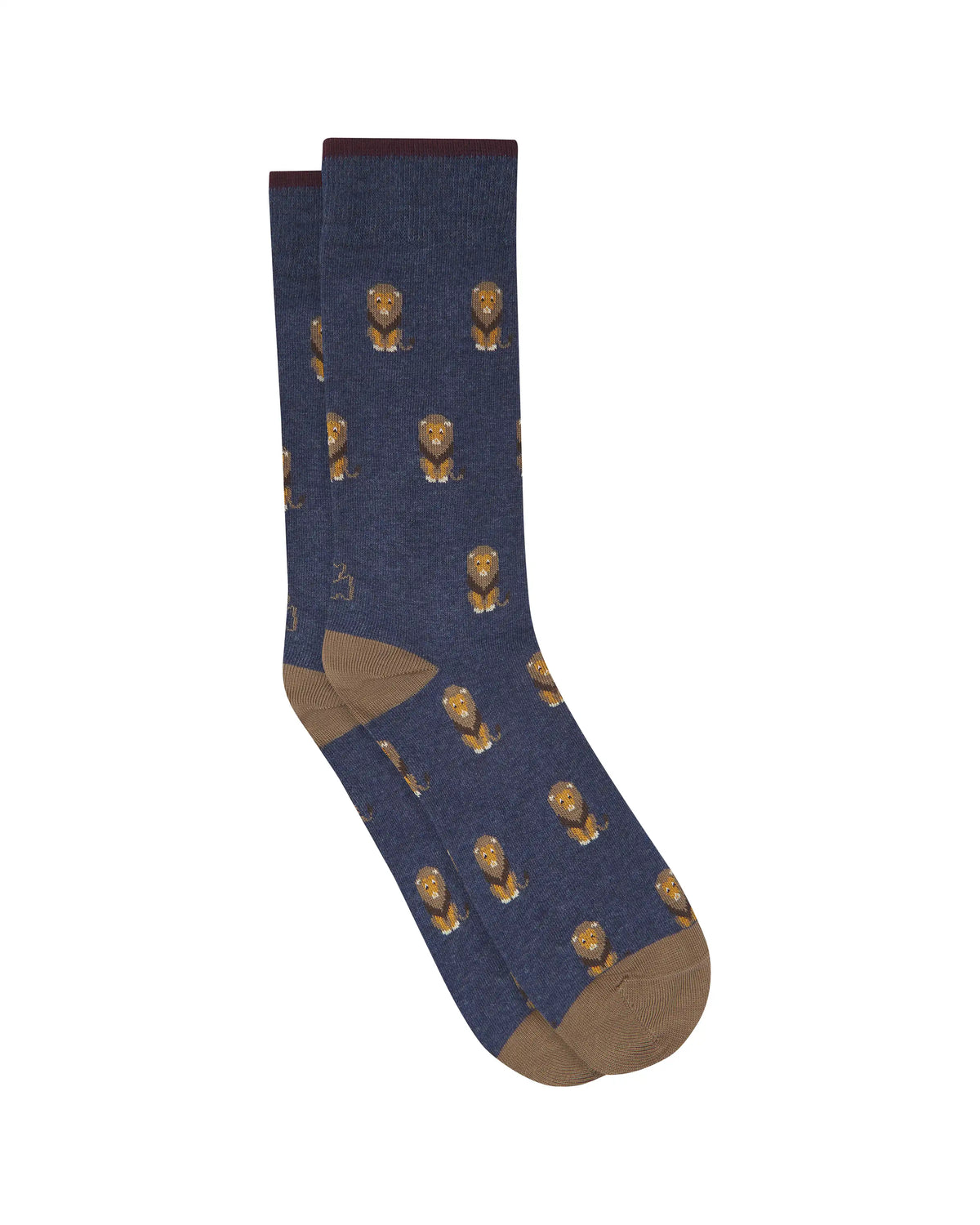 Calcetines media caña de hombre Kiff Kiff estampado león azul jeans