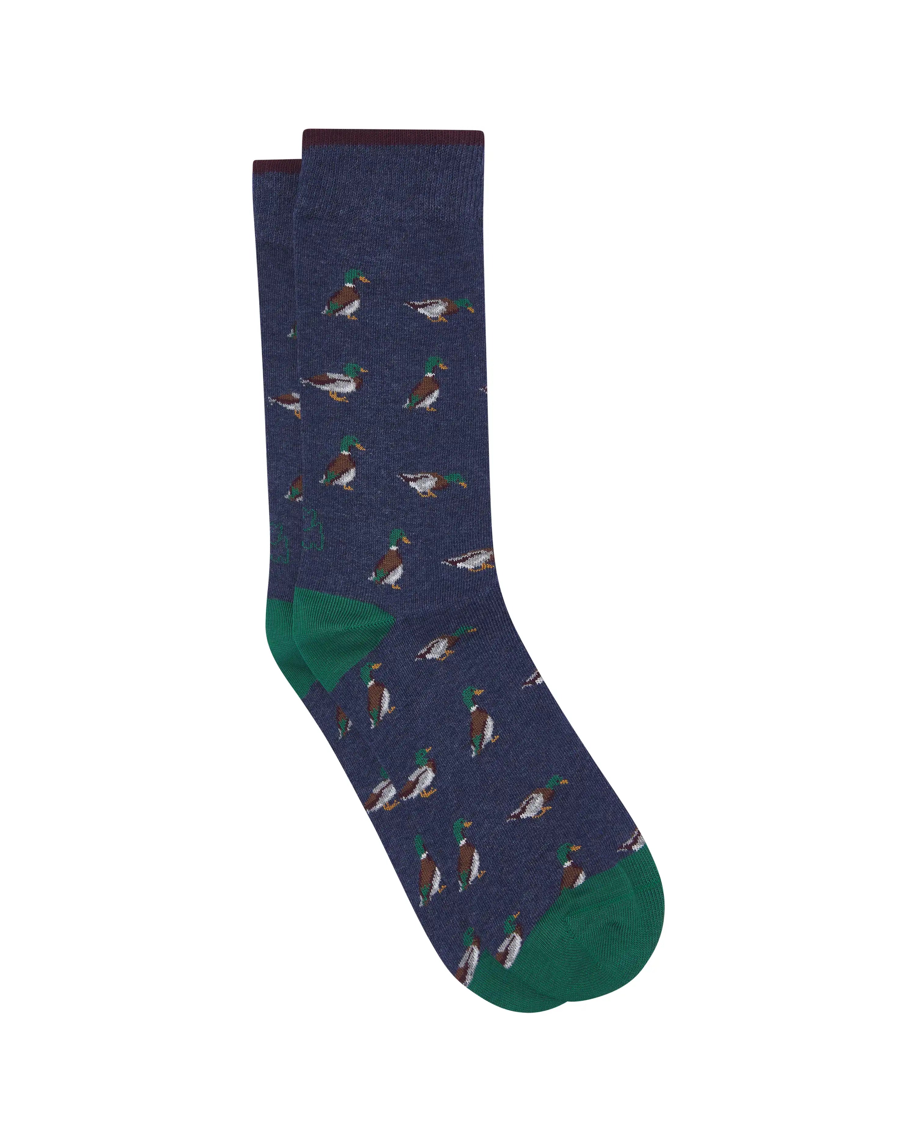 Calcetines media caña de hombre Kiff Kiff estampado pato azul jeans