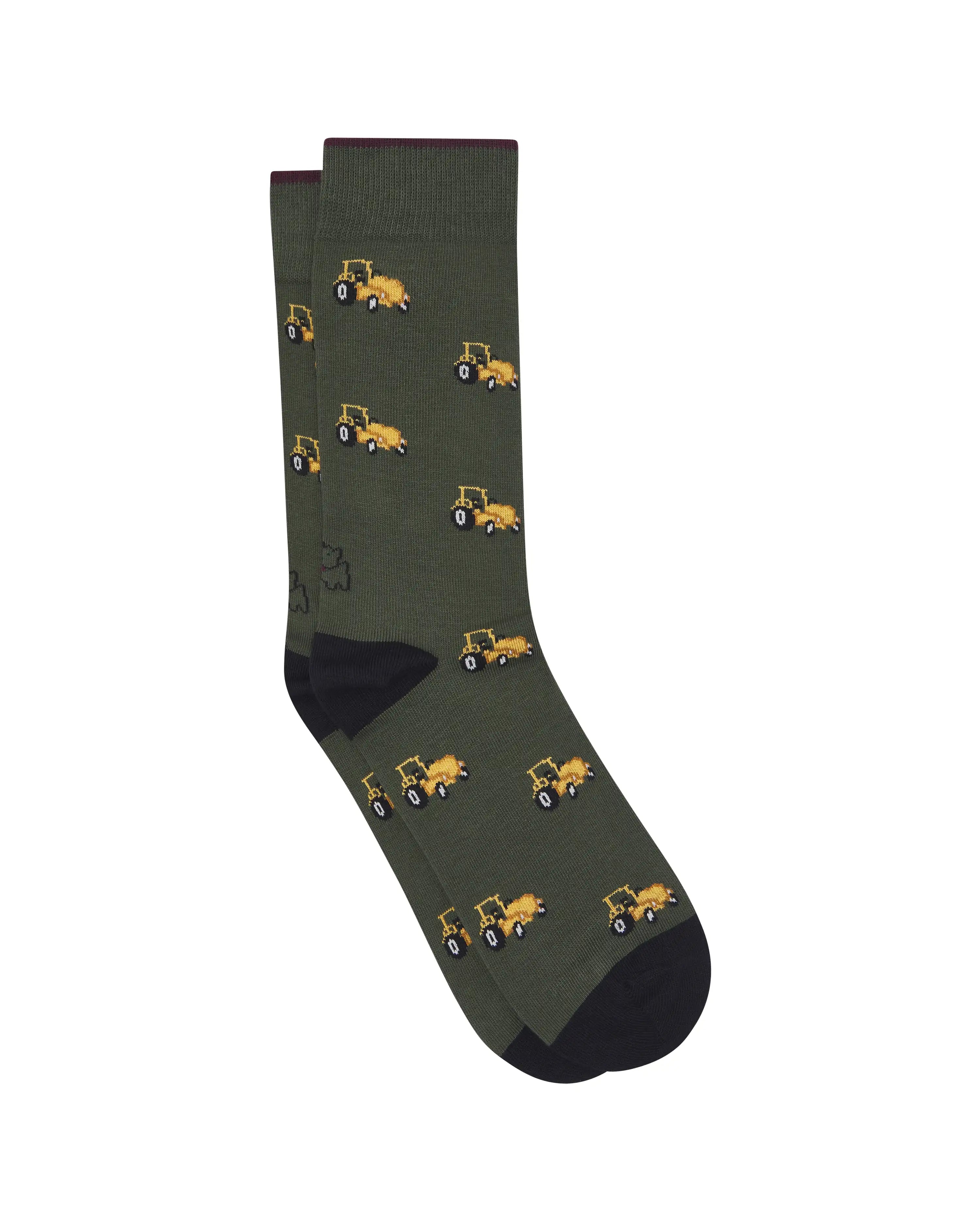 Calcetines media caña de hombre Kiff Kiff estampado tractor verde caza