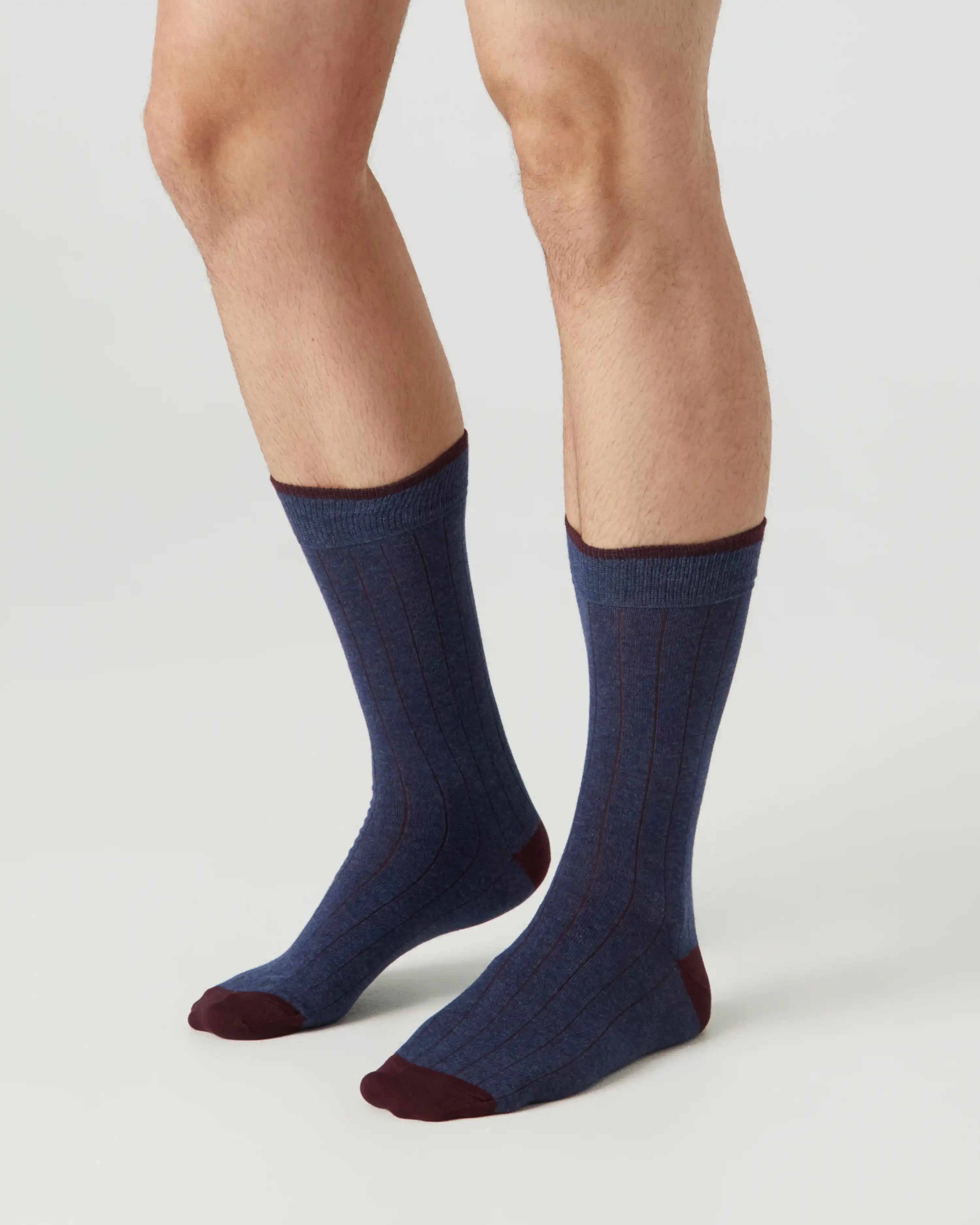 Calcetines media caña de hombre Kiff Kiff azul jeans falso canalé