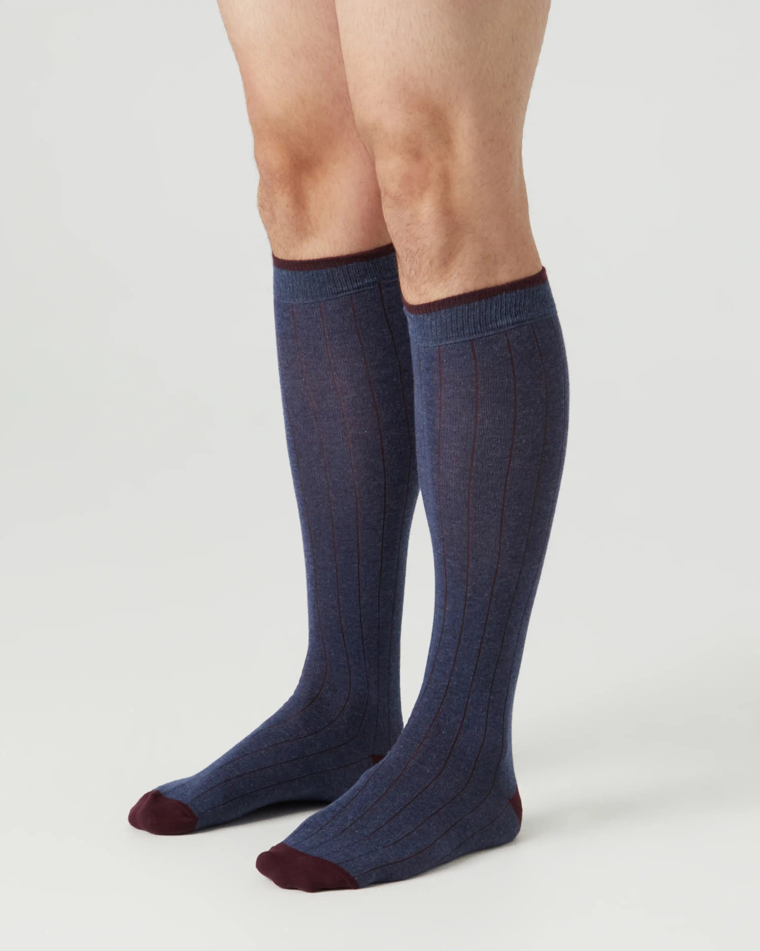 Calcetines caña alta de hombre Kiff Kiff azul jeans falso canalé