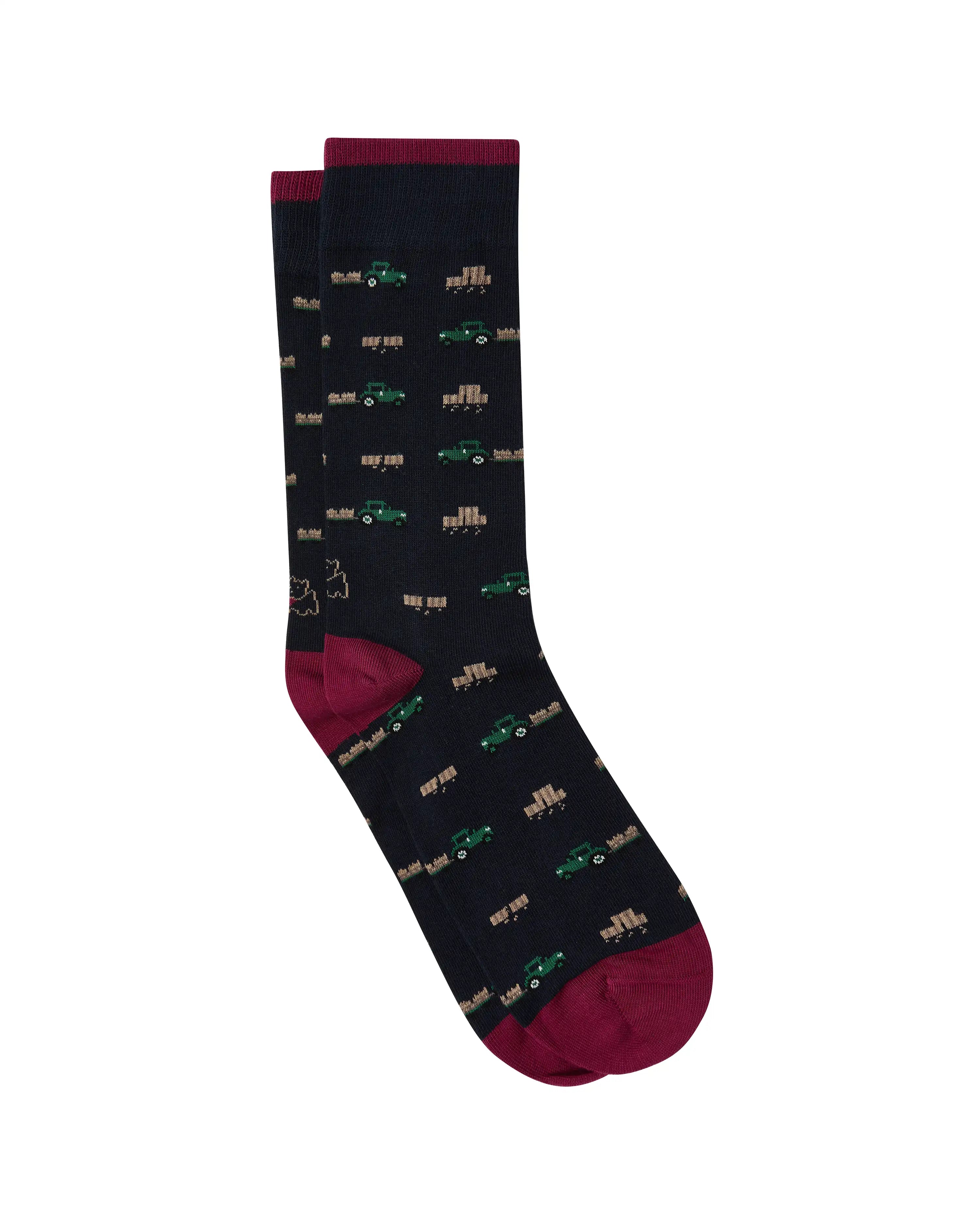 Calcetines media caña de hombre Kiff Kiff estampado tractores