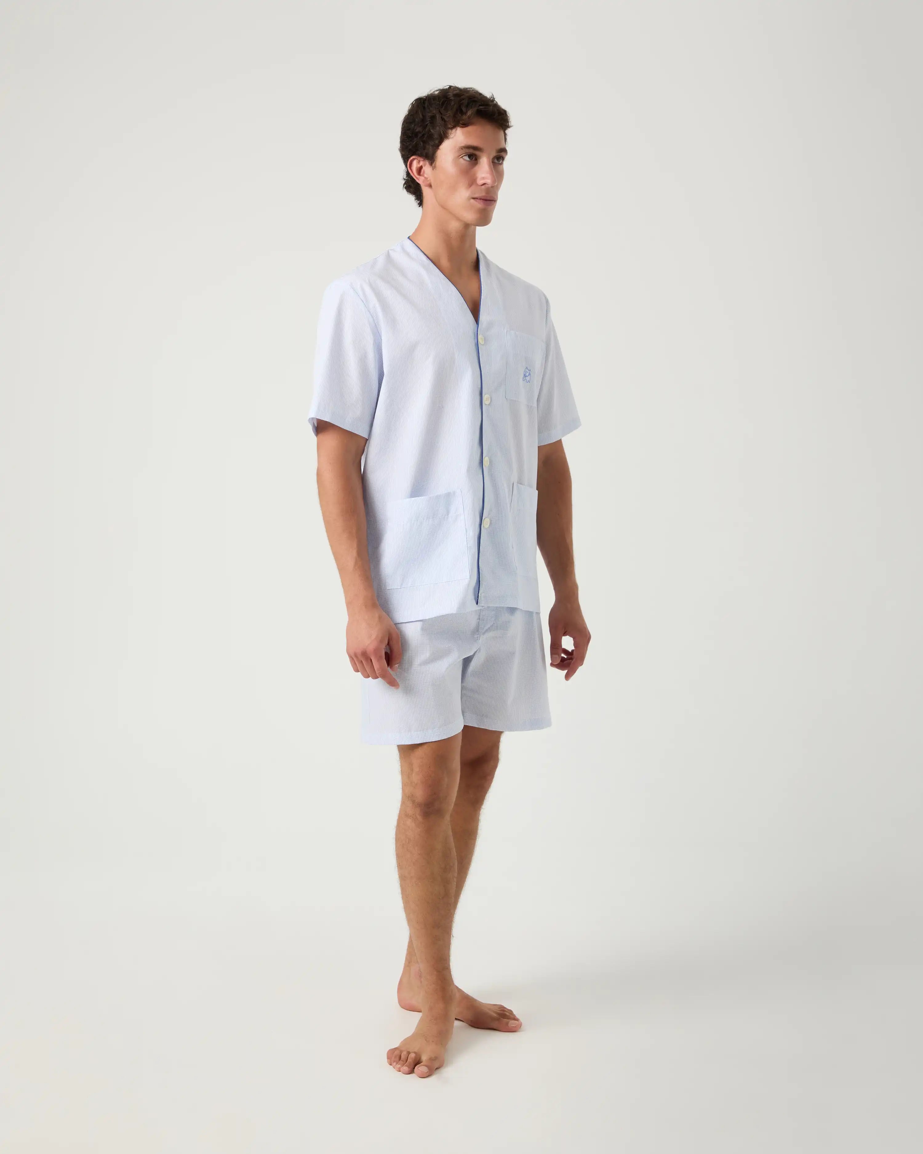 Pijama corto de hombre Kiff Kiff de tela con cuadritos