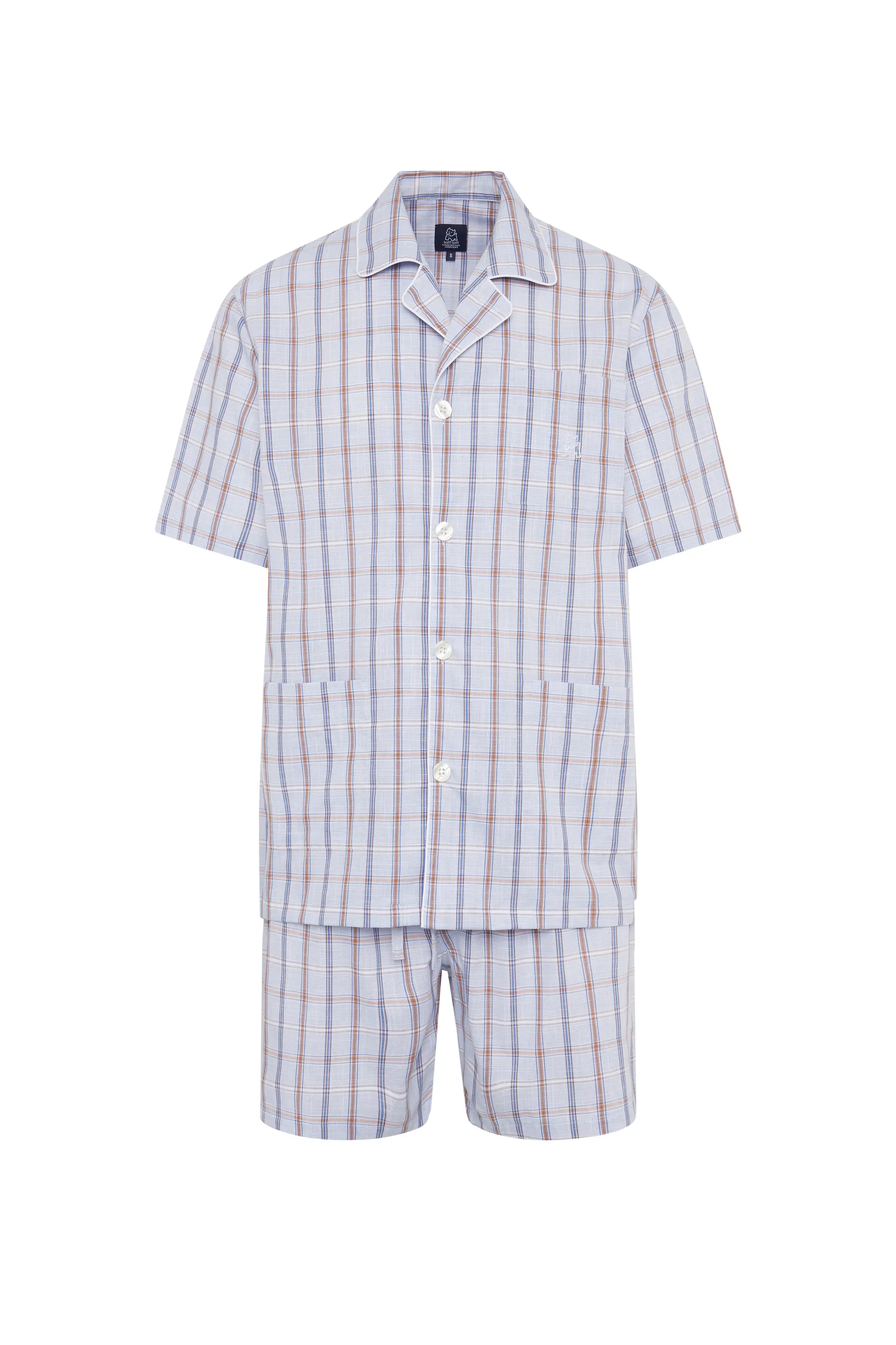 Pijama corto de hombre algodón cuadros