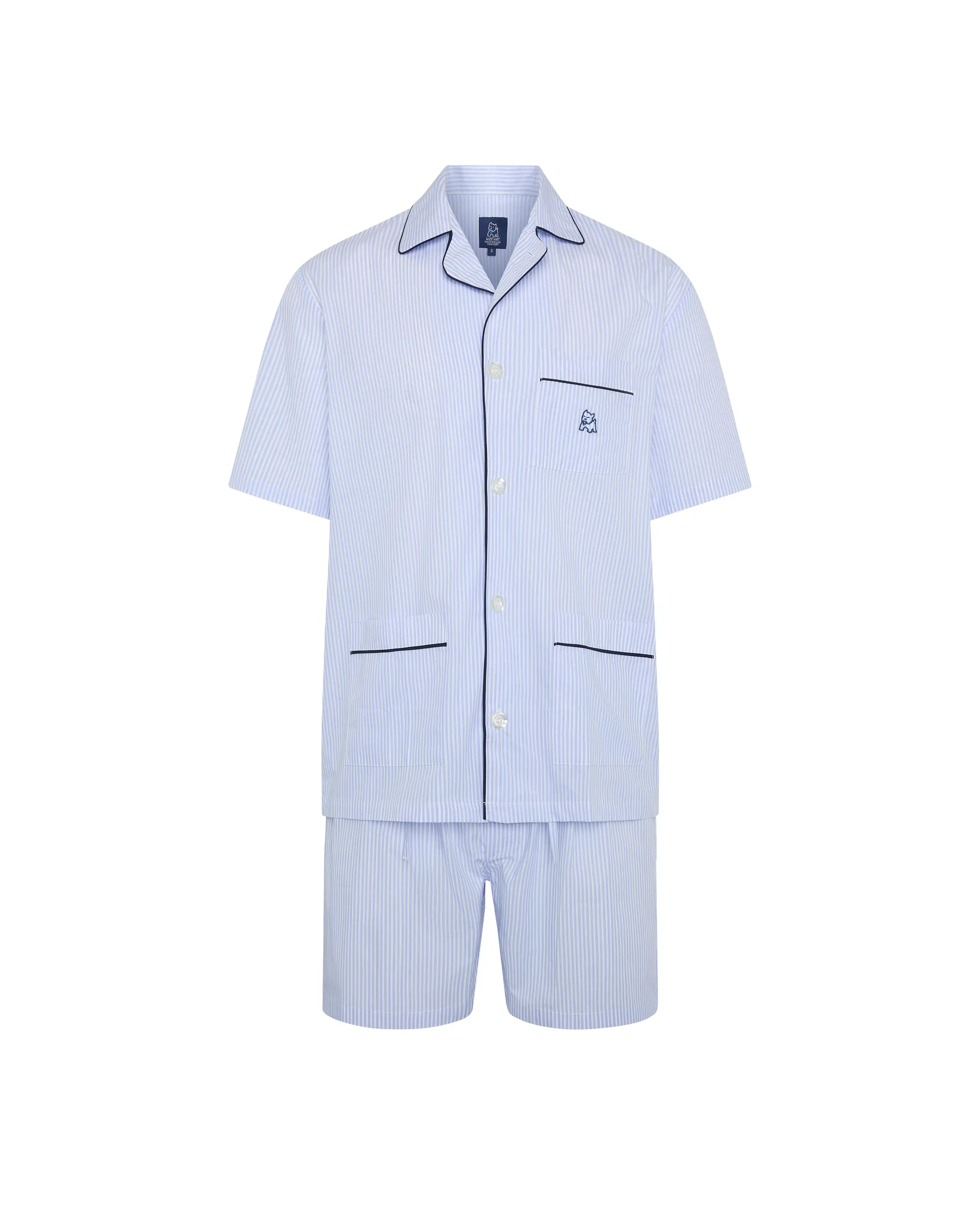 Pijama corto de hombre algodón blanco