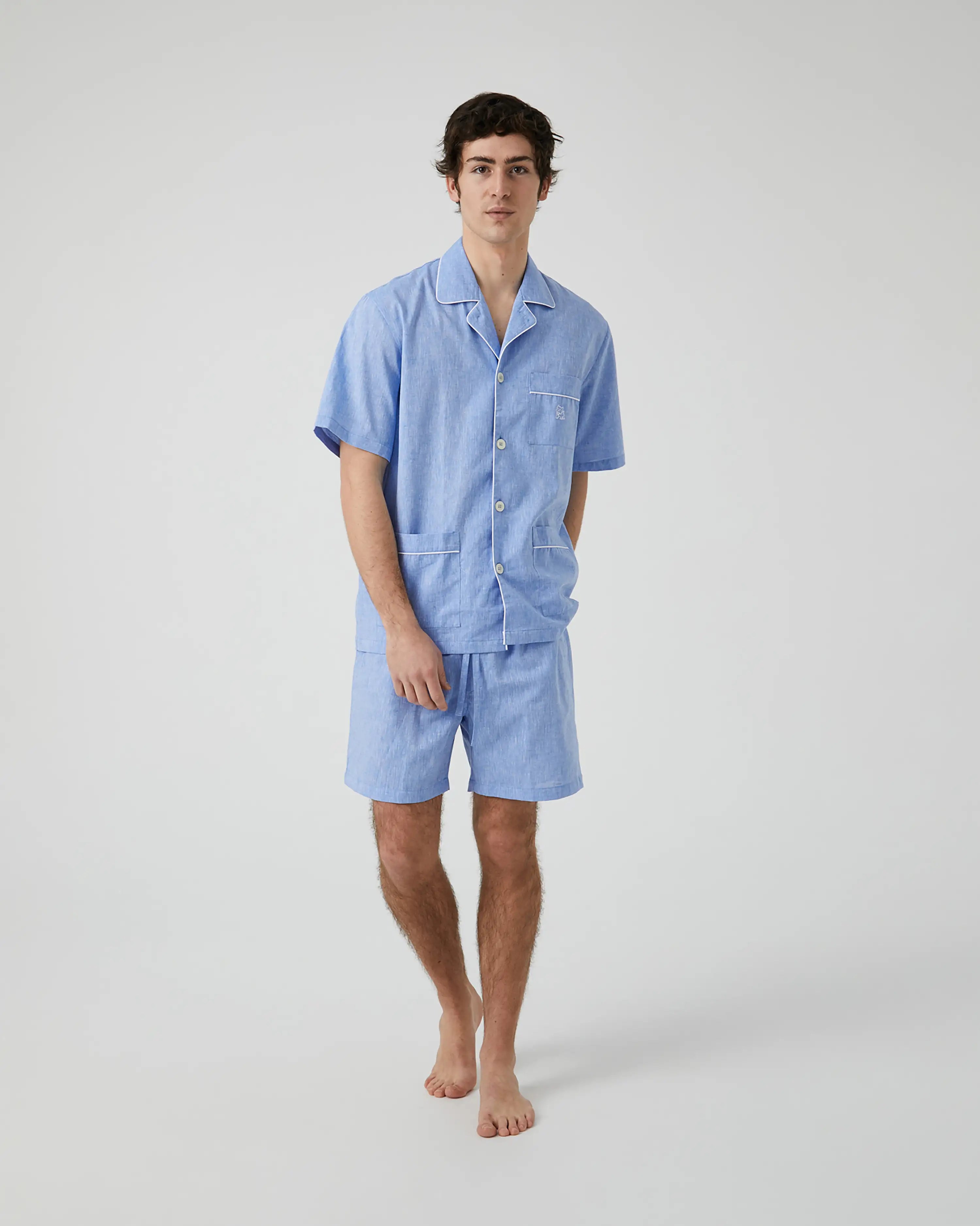 Pijama de Hombre Corto Liso Azul