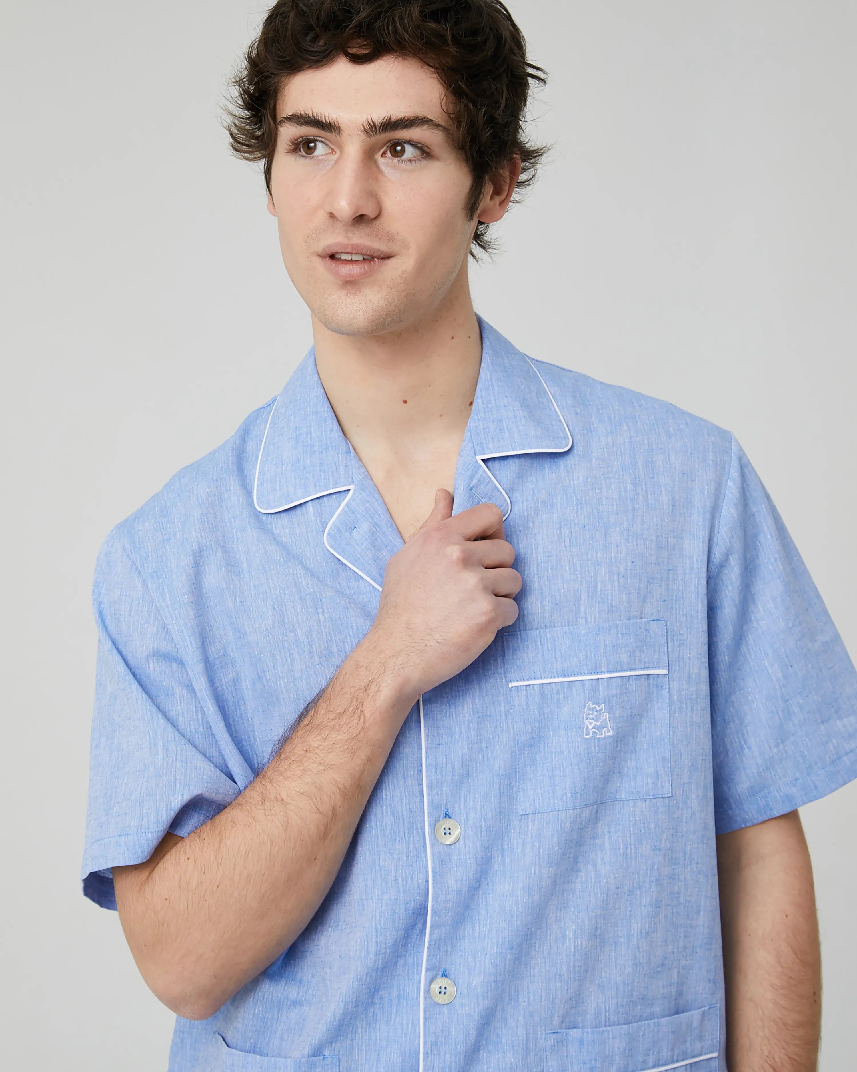 Pijama de Hombre Corto Liso Azul